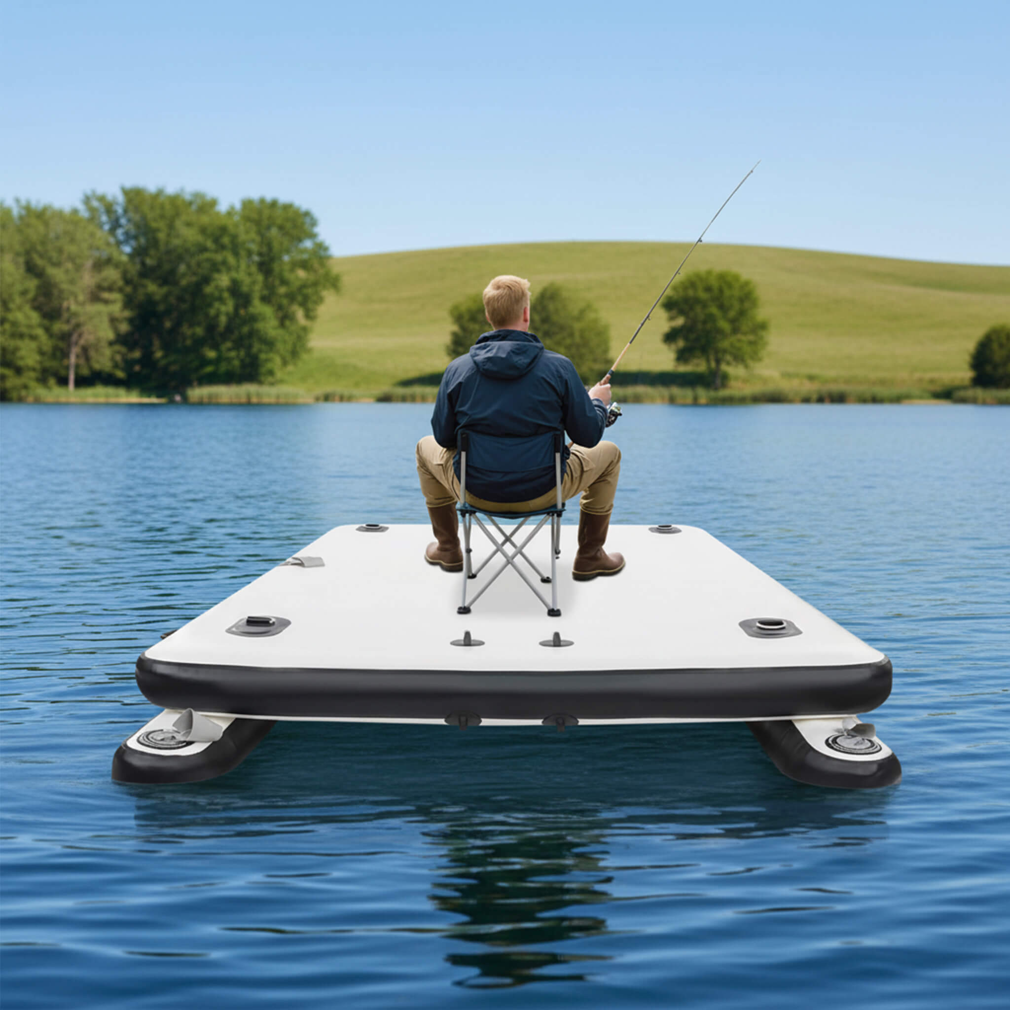 [05X08FT] Multi-Person Inflatable Floating Dock With Pump And D-Rings (SAK45918)