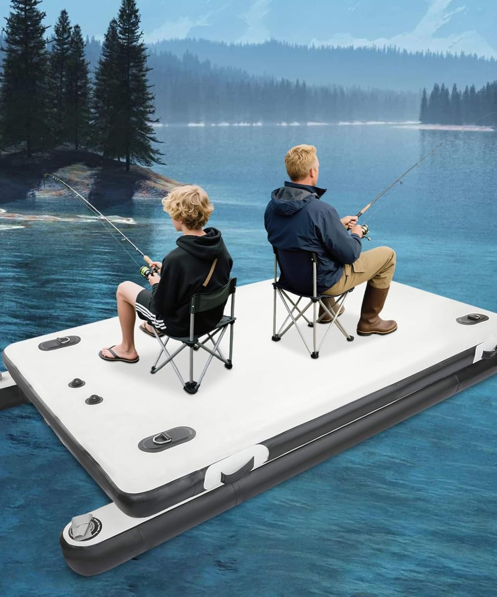 [05X08FT] Multi-Person Inflatable Floating Dock With Pump And D-Rings (SAK45918)
