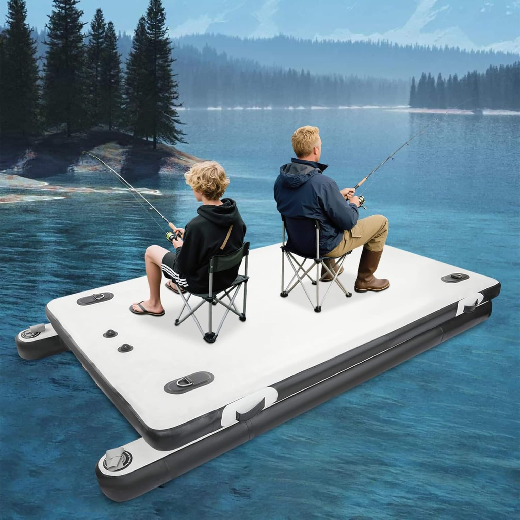 [05X08FT] Multi-Person Inflatable Floating Dock With Pump And D-Rings (SAK45918)