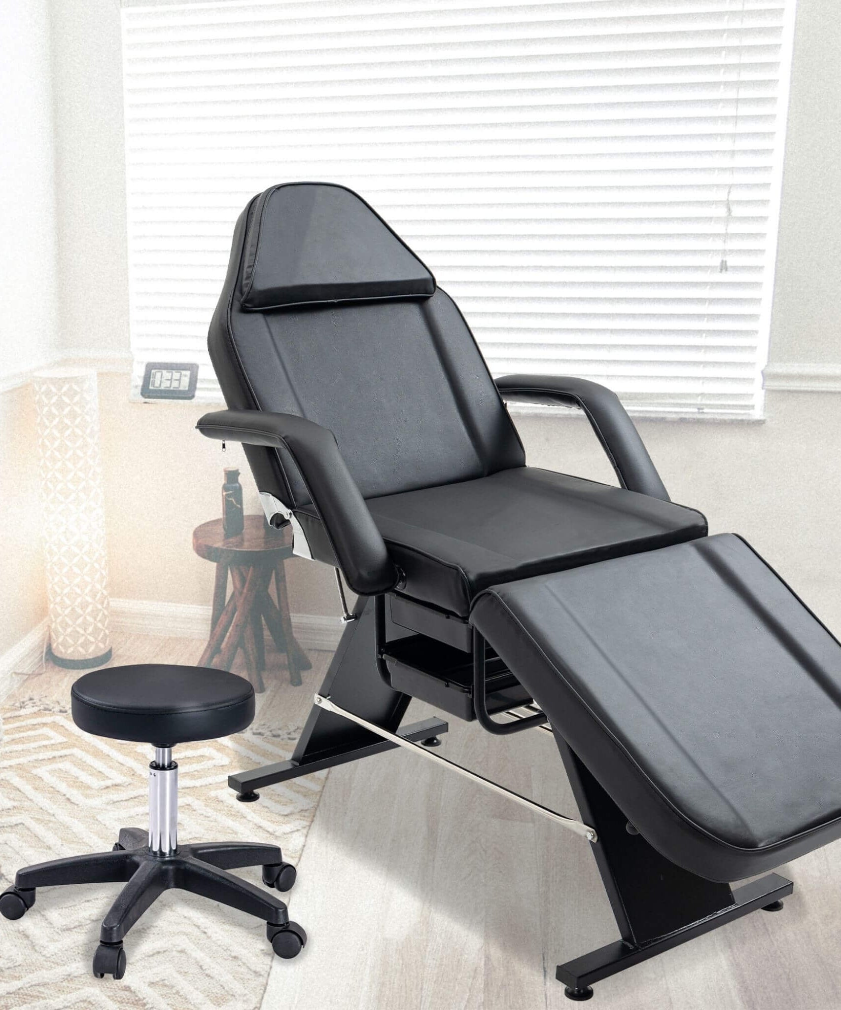 Multi-Purpose 3-Section Adjustable Massage Tattoo Chair With Stool (SAK35617)
