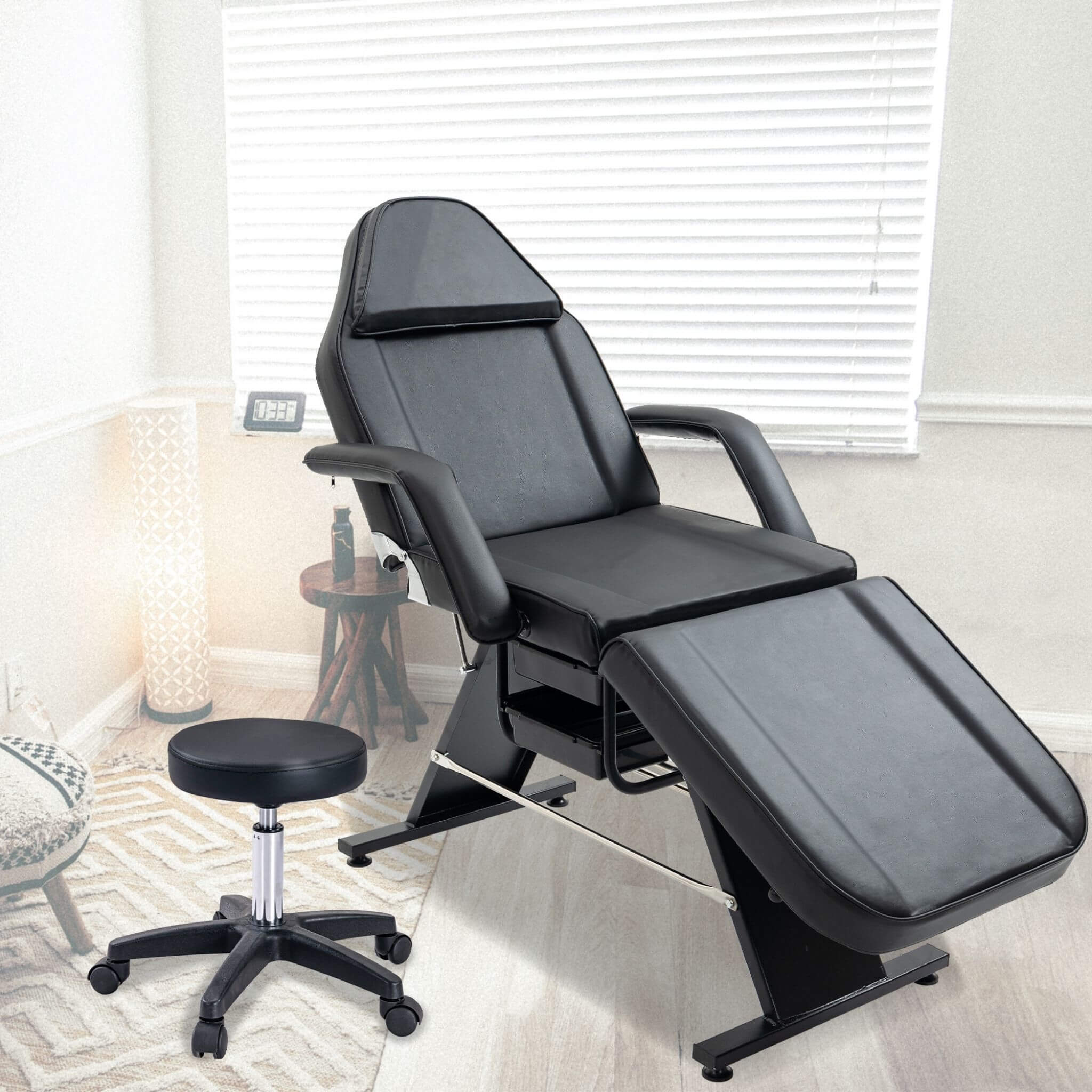 Multi-Purpose 3-Section Adjustable Massage Tattoo Chair With Stool (SAK35617)