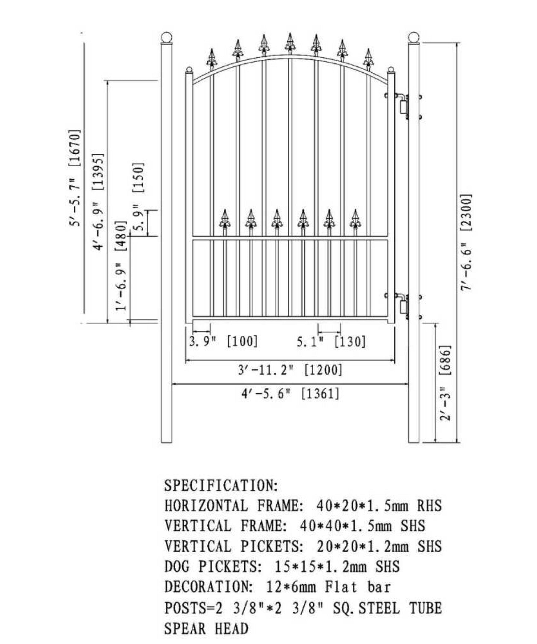5FT Heavy-Duty Munich Powder-Coated Galvanized Steel Pedestrian Gate (SAK35824)