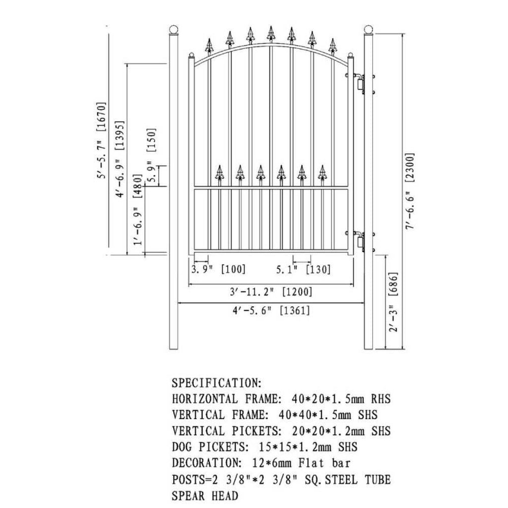 5FT Heavy-Duty Munich Powder-Coated Galvanized Steel Pedestrian Gate (SAK35824)