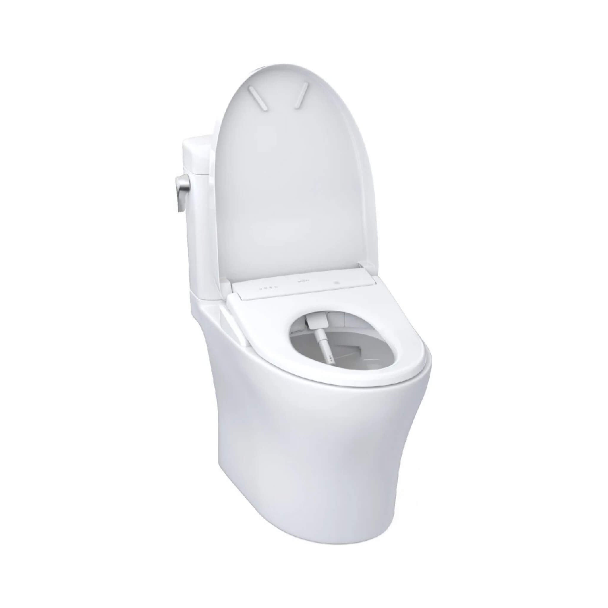 [MW4364736CEMFGN#01] TOTO Aquia IV Cube 1.28 GPF And 0.9 GPF Dynamax Tornado Flush Toilet With Washlet S7A Bidet Seat (SAK74285)