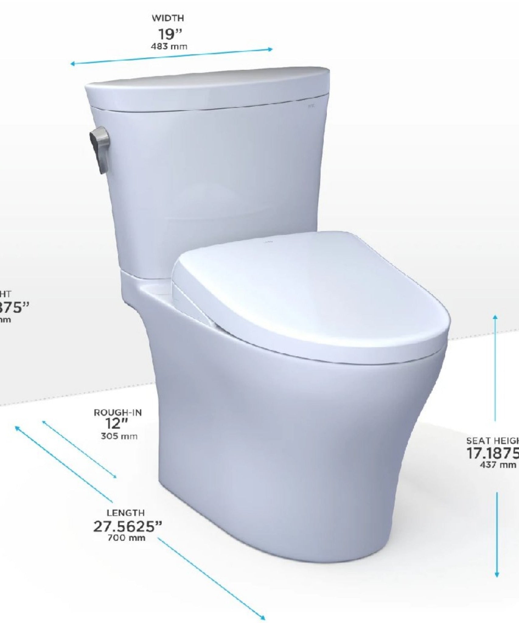 [MW4484736CEMFGN#01] TOTO Aquia IV Arc Dual Flush Universal Height Toilet With S7A Auto Open Bidet Seat (SAK92754)
