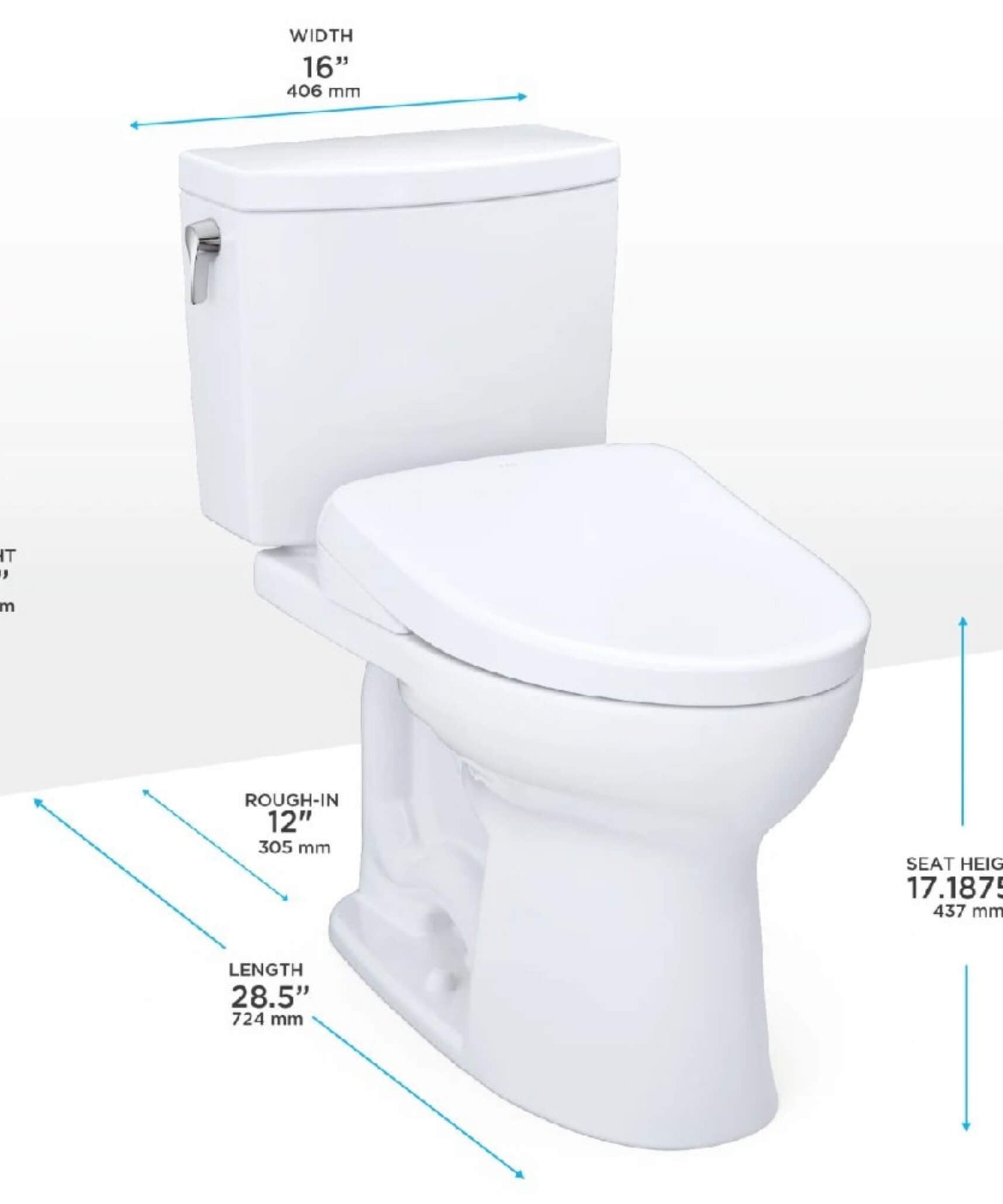 [MW4544726CUFG#01] TOTO Drake II 1 GPF Elongated Chair Height Toilet With Washlet S7A Bidet Seat (SAK53152)