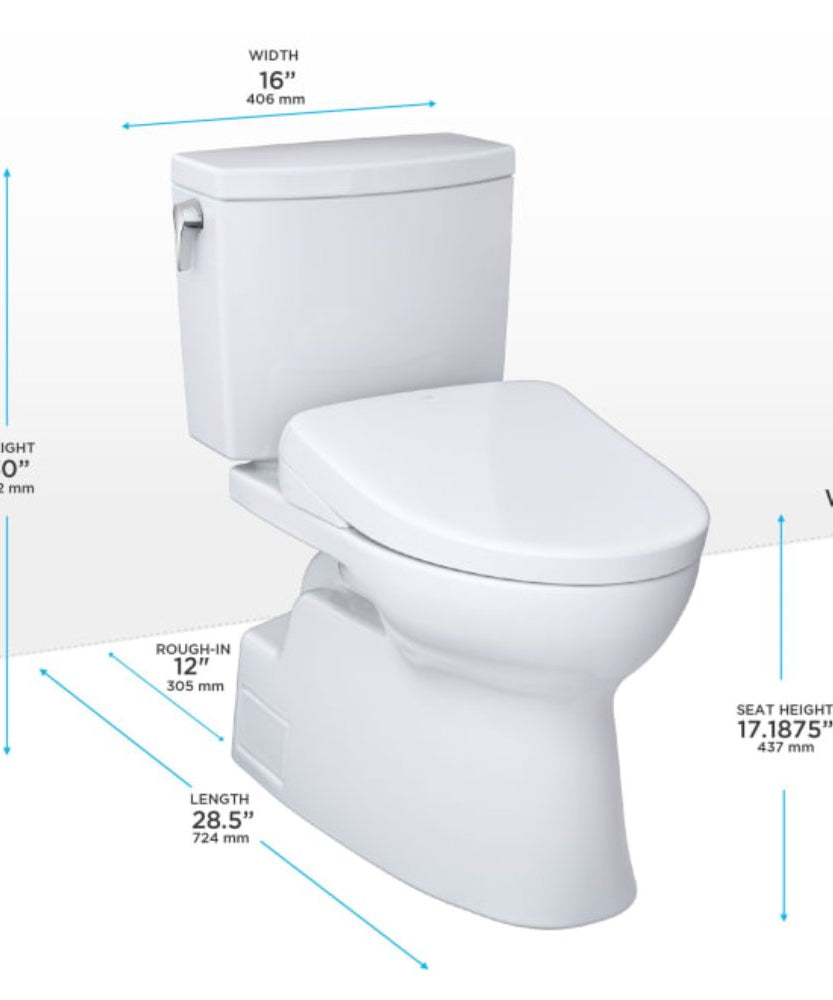 [MW4744736CUFG#01] TOTO Vespin II 1 GPF Elongated Chair Height Toilet With Washlet S7A Auto Open Bidet Seat (SAK56135)