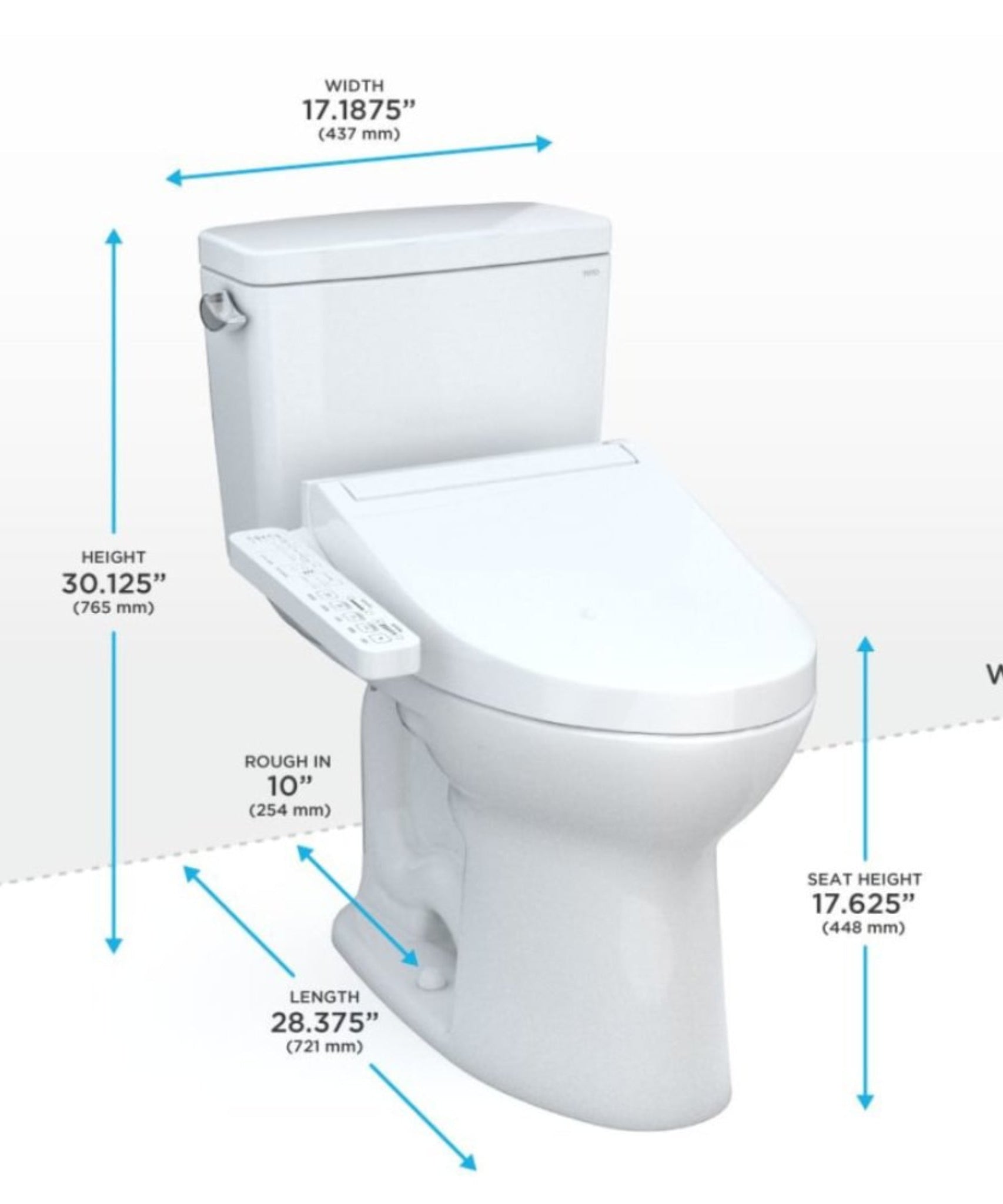 [MW7763074CEFG.10#01] TOTO Drake 1.28 GPF With Washlet C2 Elongated Bidet Toilet And 10" Rough In (SAK73915)