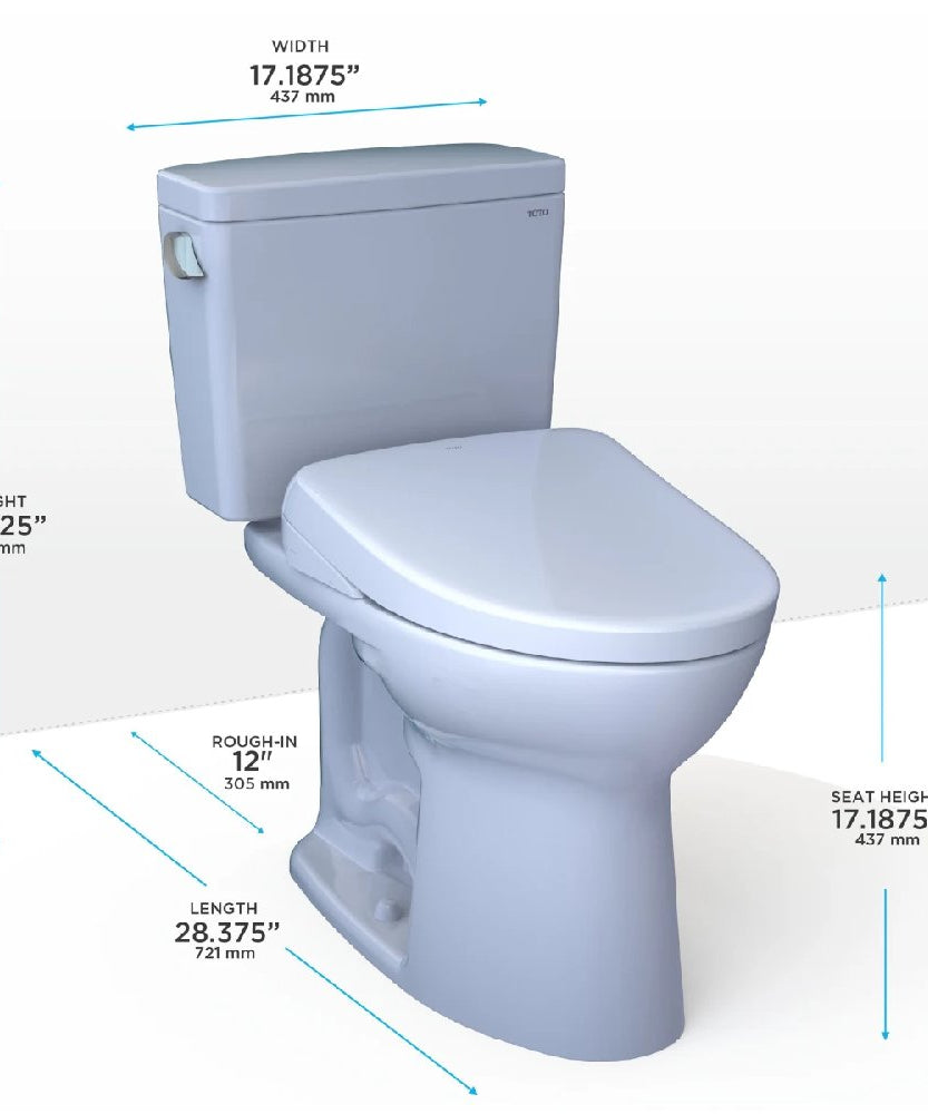 [MW7764736CSFGA#01] TOTO Drake 1.6 GPF Elongated Toilet With S7A Auto Open Bidet Seat And EWater (SAK15280)