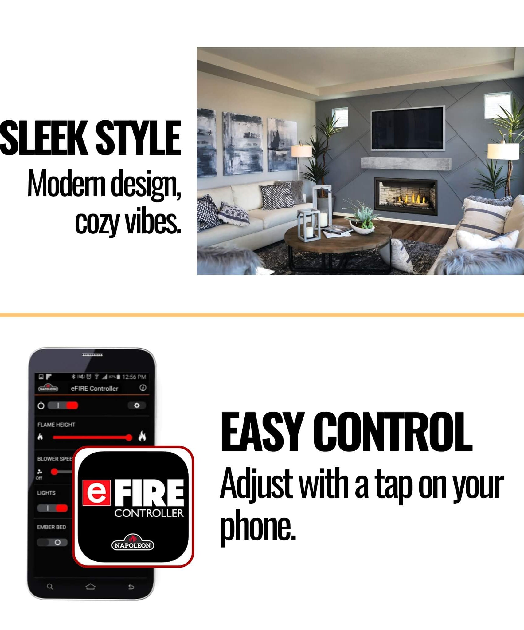 Napoleon Ascent Linear Premium Direct Vent Natural Gas Fireplace Battery Back-Up Control [BLP42/46/56NTE] (SAK52964)