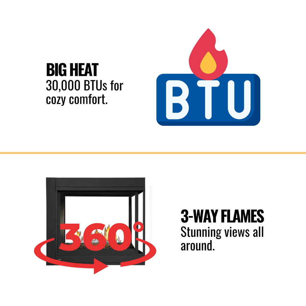 Napoleon Ascent 43-Inch Multi-View 3-Sided Glass Ember Bed Direct Vent Natural Gas Fireplace [BHD4PGN] (SAK62815)