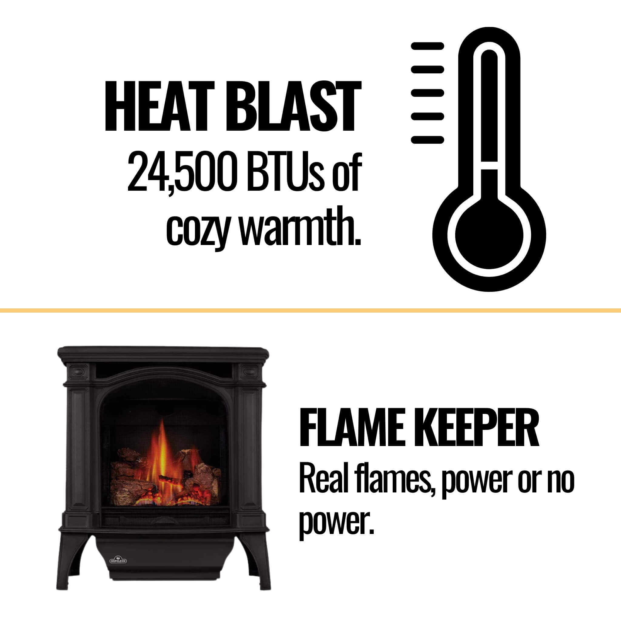 Napoleon Bayfield 25-Inch Direct Vent Electronic Ignition Natural Gas Cast Iron Stove [GDS25NA-1] (SAK95498)