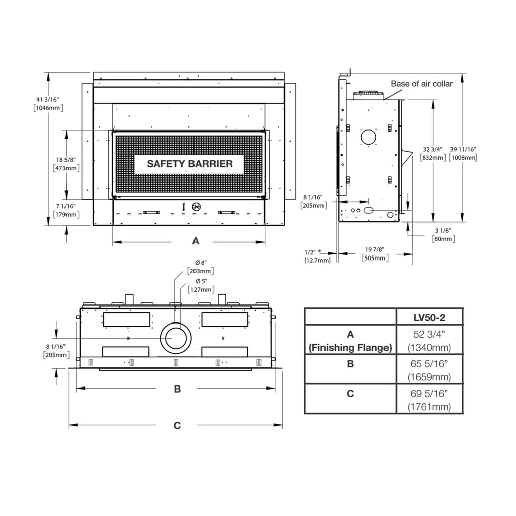 Napoleon Vector 50 Single-Sided 65-Inch Direct Vent Electronic Natural Gas Fireplace With Night Light System [LV50N-2] (SAK29481)