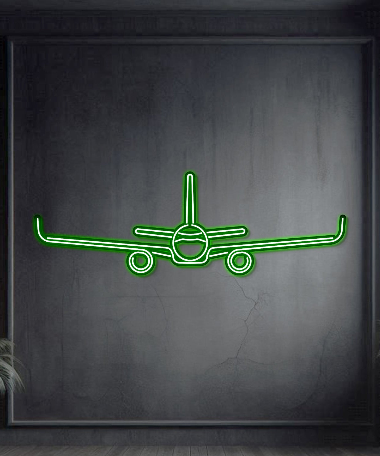 A321 Flugzeug Wandkunst aus Metall im Neon-Stil - NCN0009