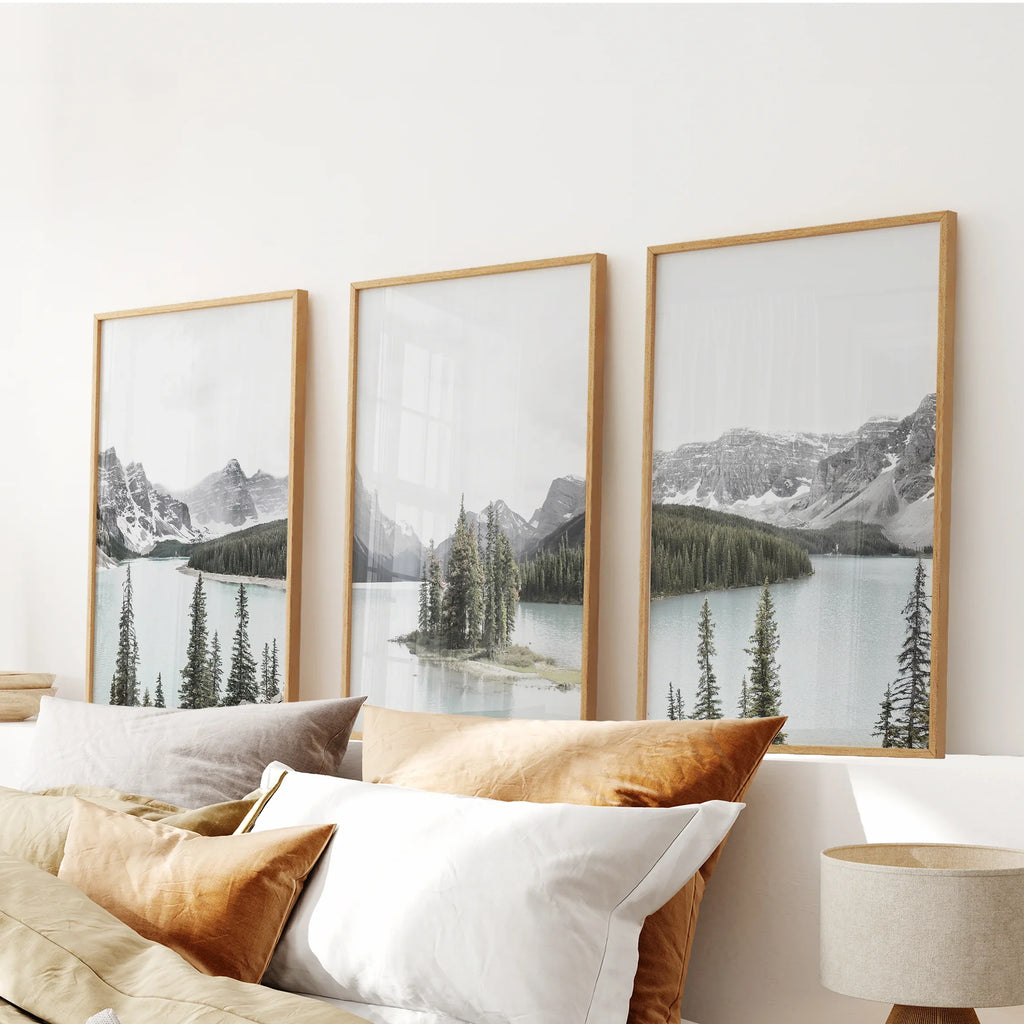 Canada Mountain Lake Poster. 3 Piece Nature Wall Art