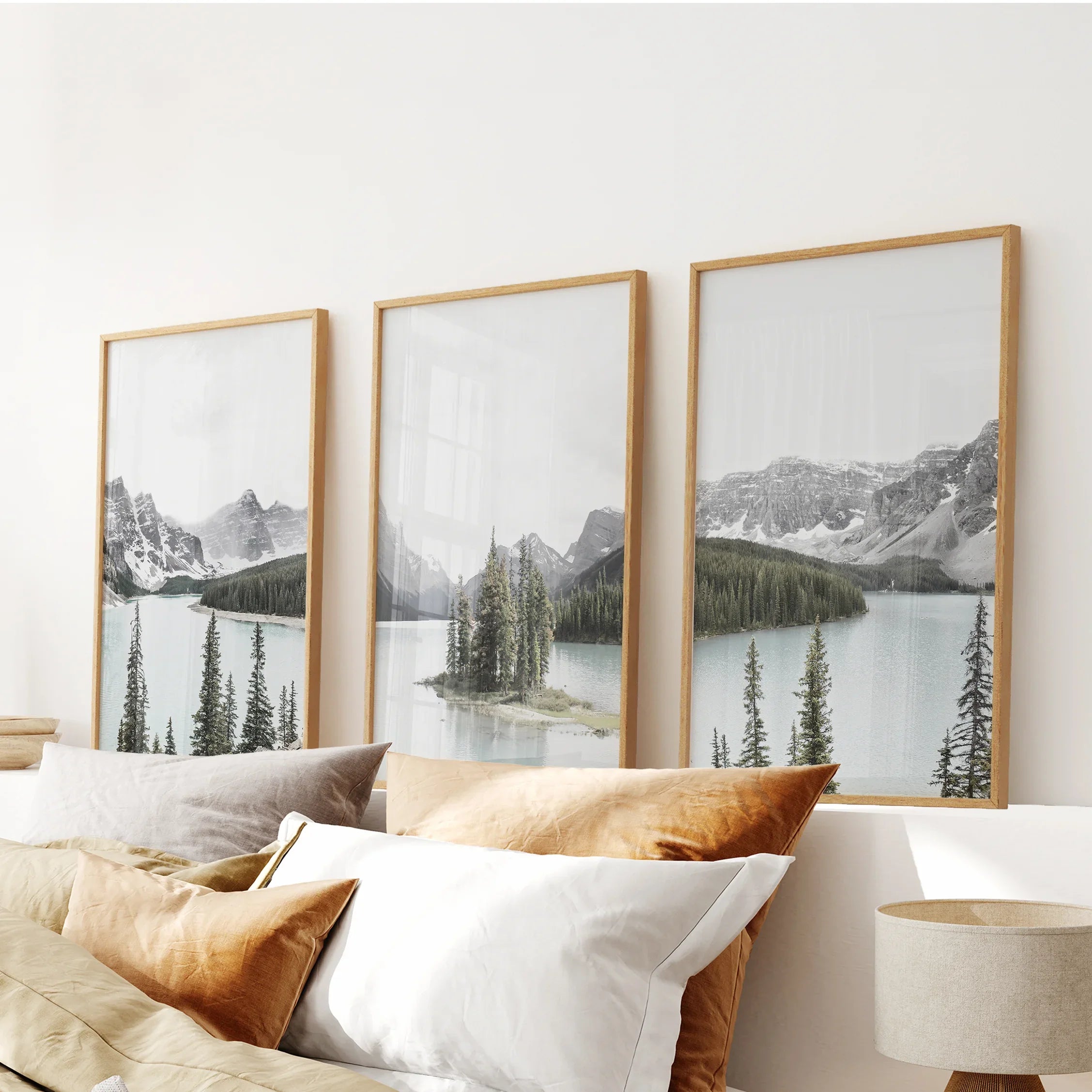 Canada Mountain Lake Poster. 3 Piece Nature Wall Art