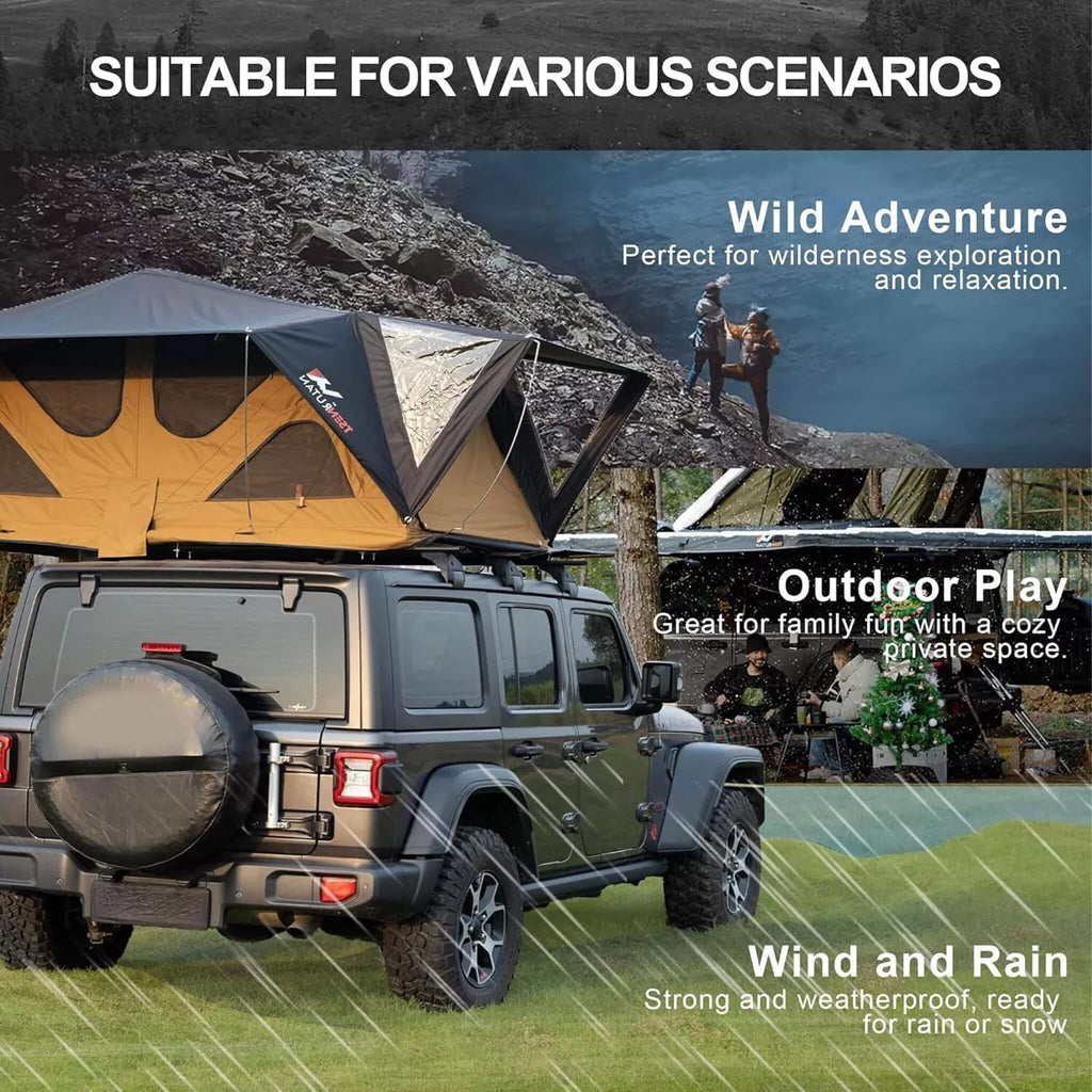 Naturnest Andromeda Khaki Soft-Shell Rooftop Tent With Large Panoramic Skylight & YKK Doors (SAK72384)