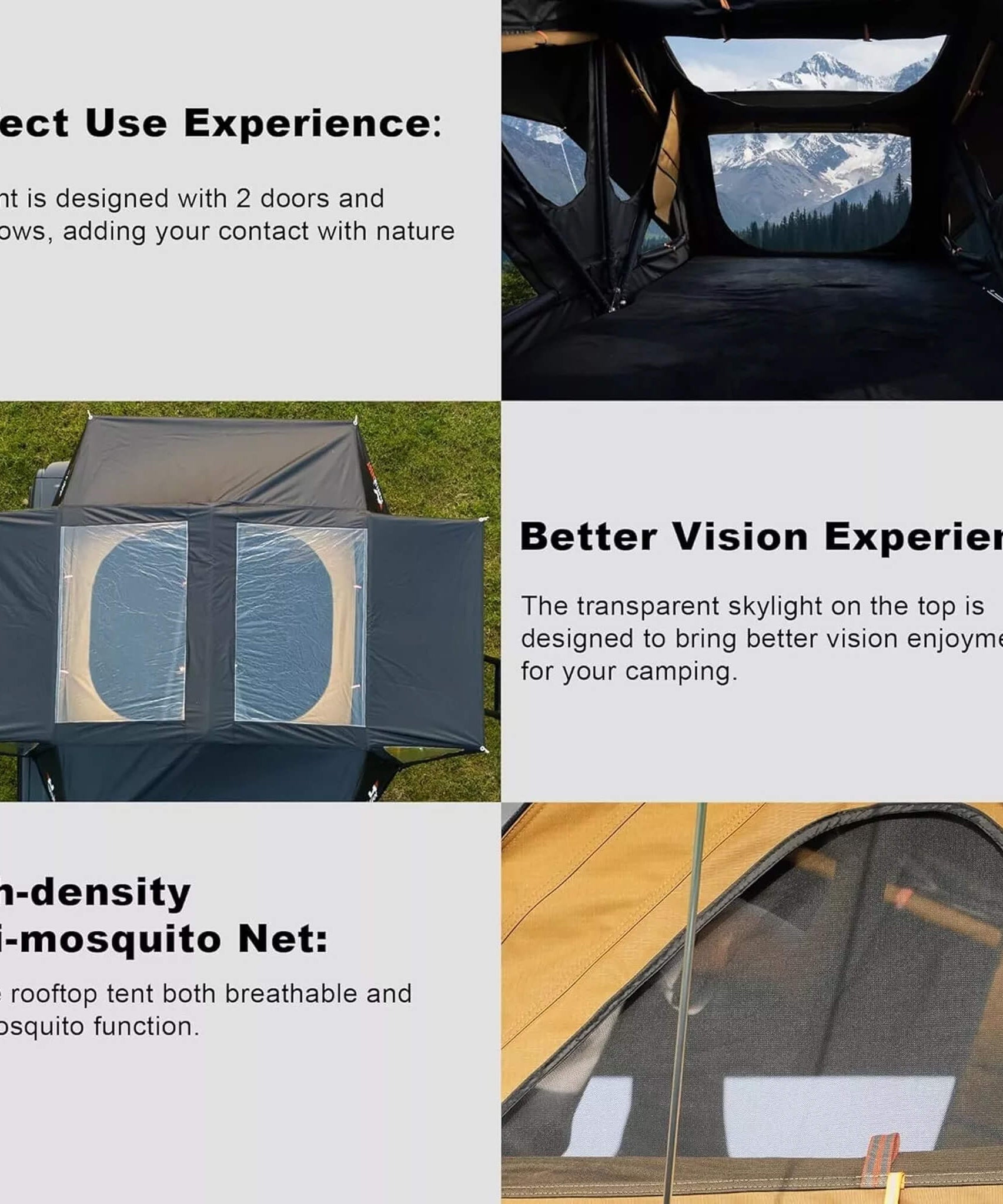 Naturnest Andromeda Khaki Soft-Shell Rooftop Tent With Large Panoramic Skylight & YKK Doors (SAK72384)