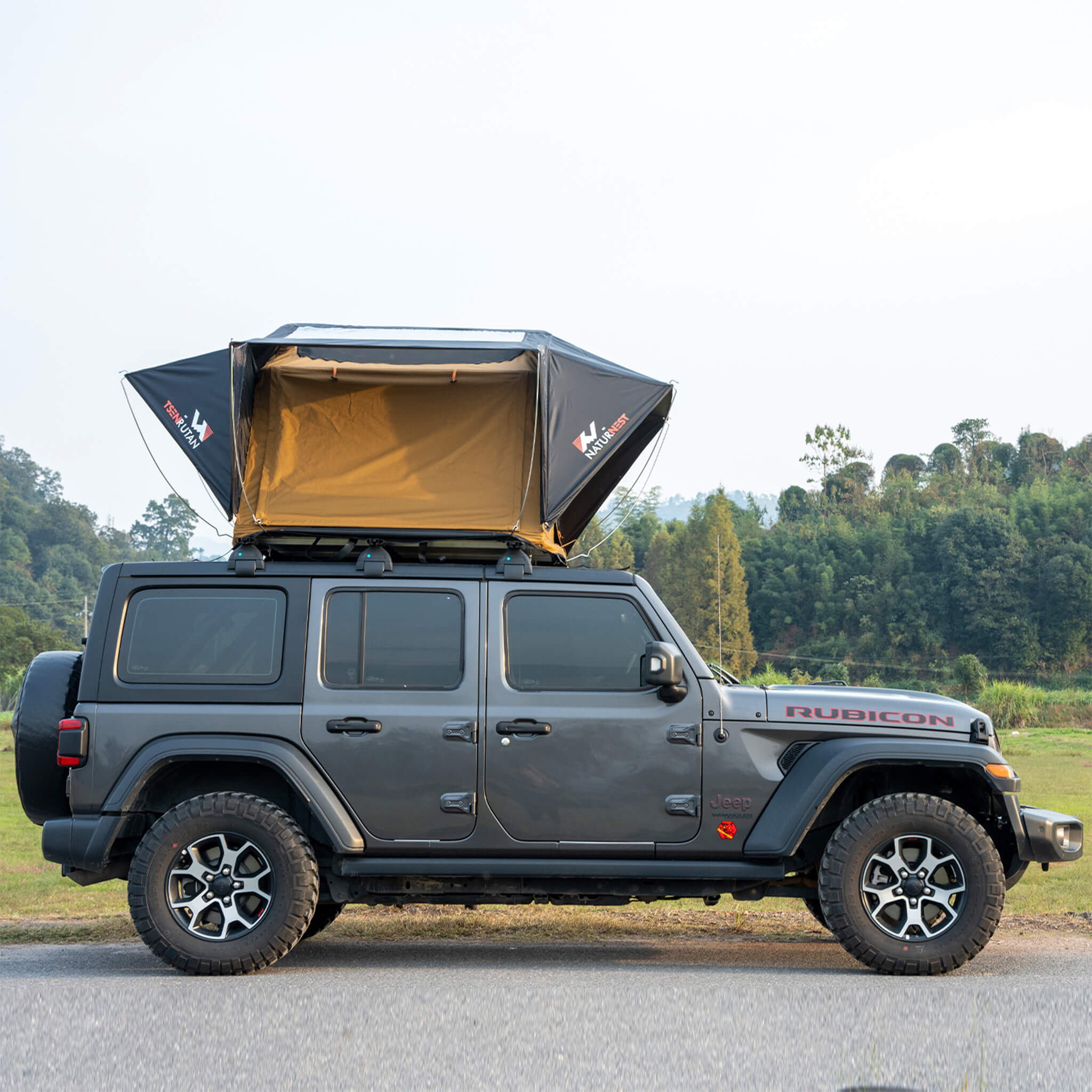 Naturnest Andromeda Khaki Soft-Shell Rooftop Tent With Large Panoramic Skylight & YKK Doors (SAK72384)