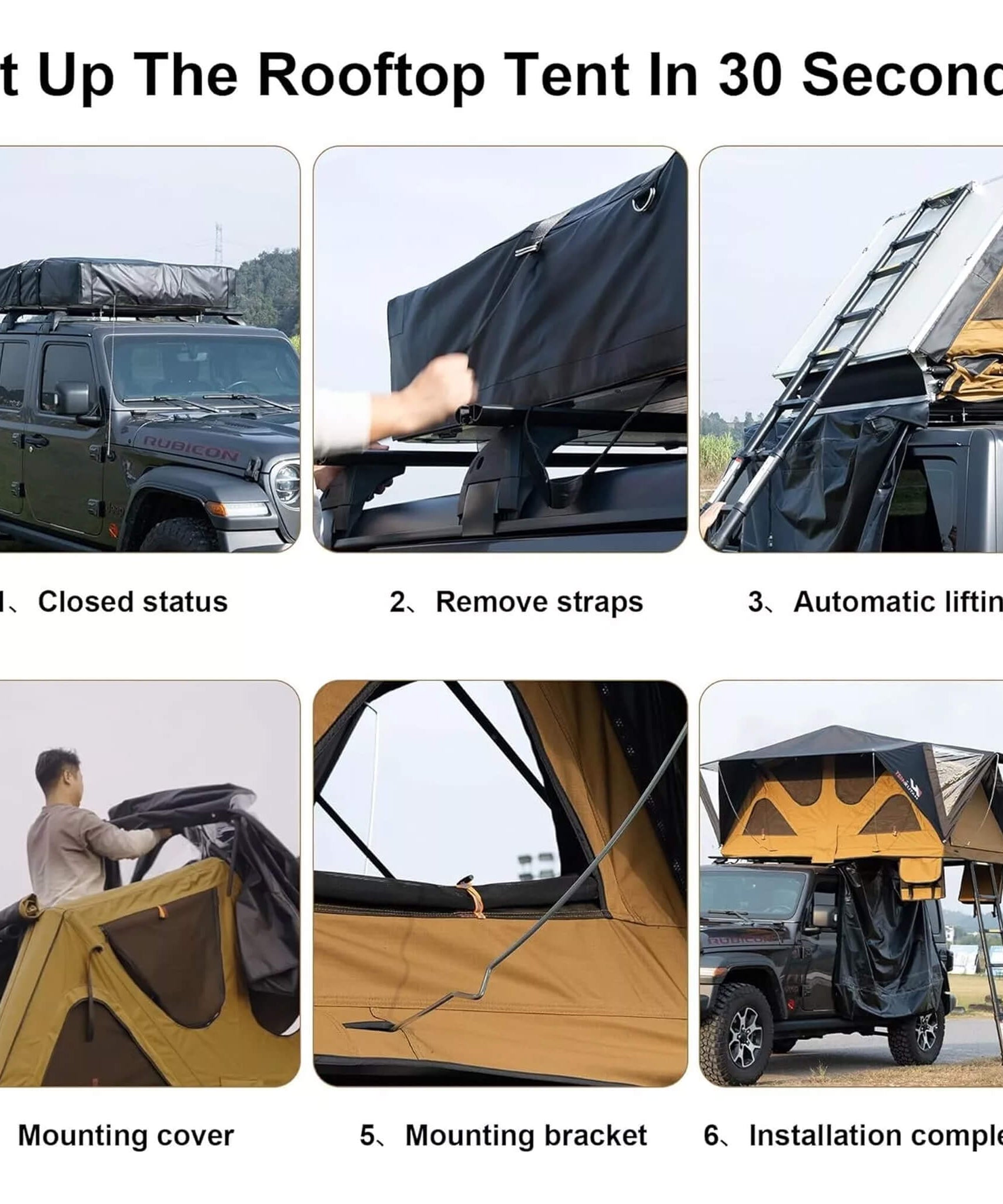 Naturnest Andromeda Khaki Soft-Shell Rooftop Tent With Large Panoramic Skylight & YKK Doors (SAK72384)