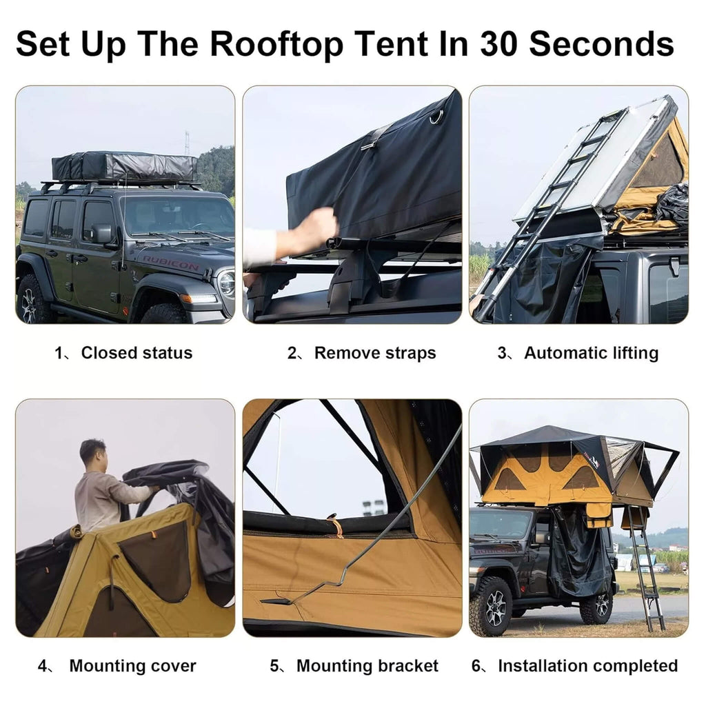 Naturnest Andromeda Khaki Soft-Shell Rooftop Tent With Large Panoramic Skylight & YKK Doors (SAK72384)