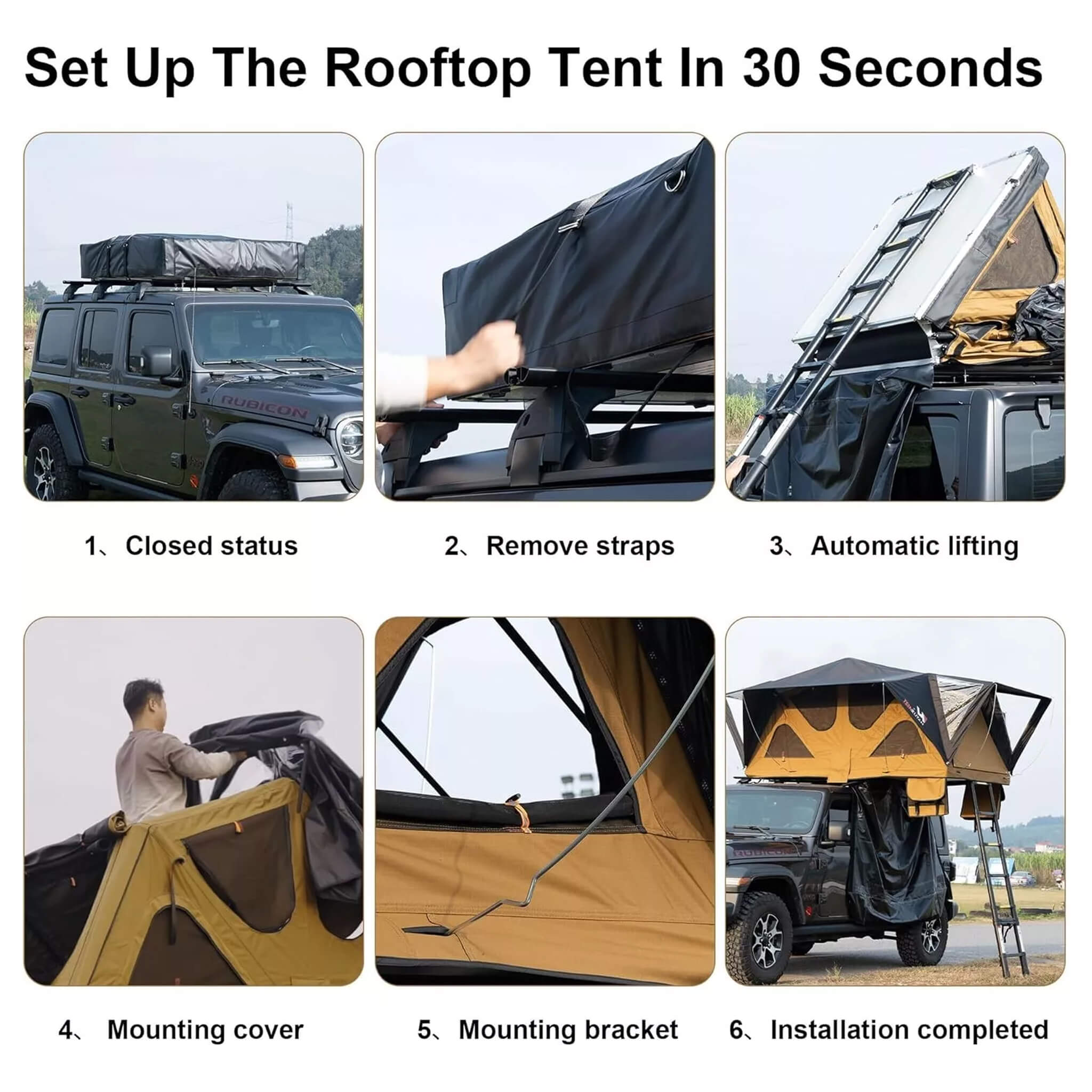 Naturnest Andromeda Khaki Soft-Shell Rooftop Tent With Large Panoramic Skylight & YKK Doors (SAK72384)