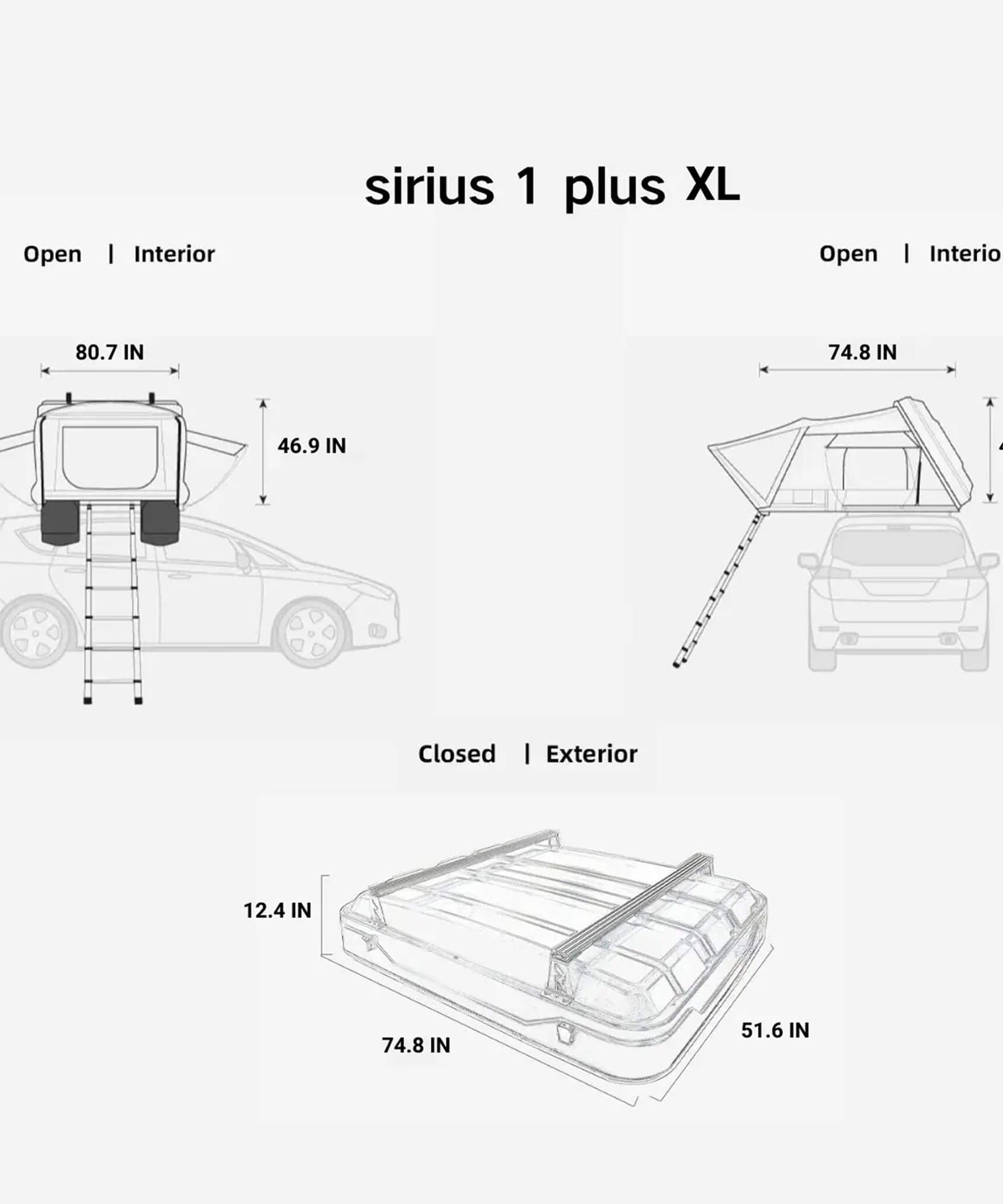 Naturnest Sirius 1 Plus XL Premium Hard Shell Rooftop Tent (SAK49317)