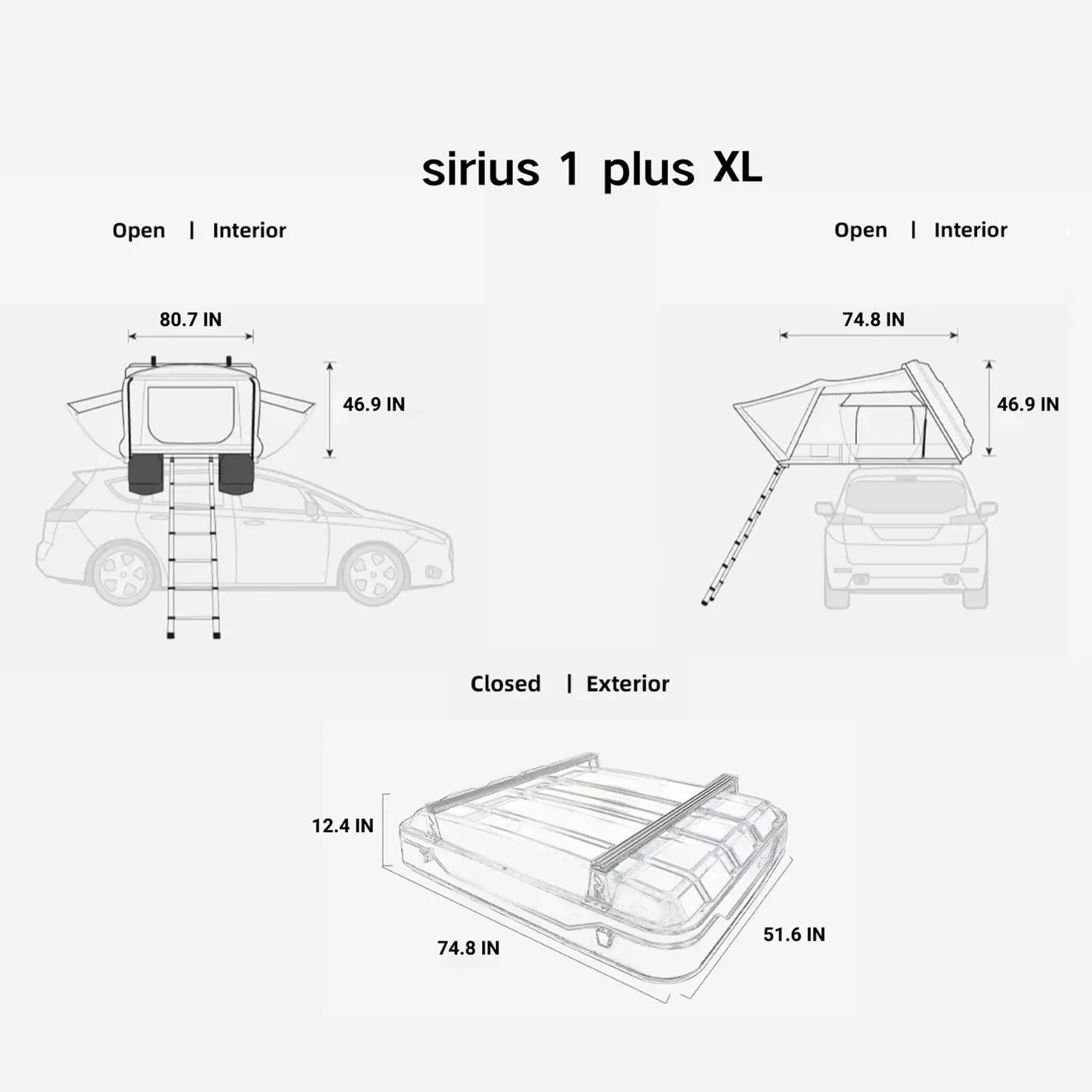 Naturnest Sirius 1 Plus XL Premium Hard Shell Rooftop Tent (SAK49317)