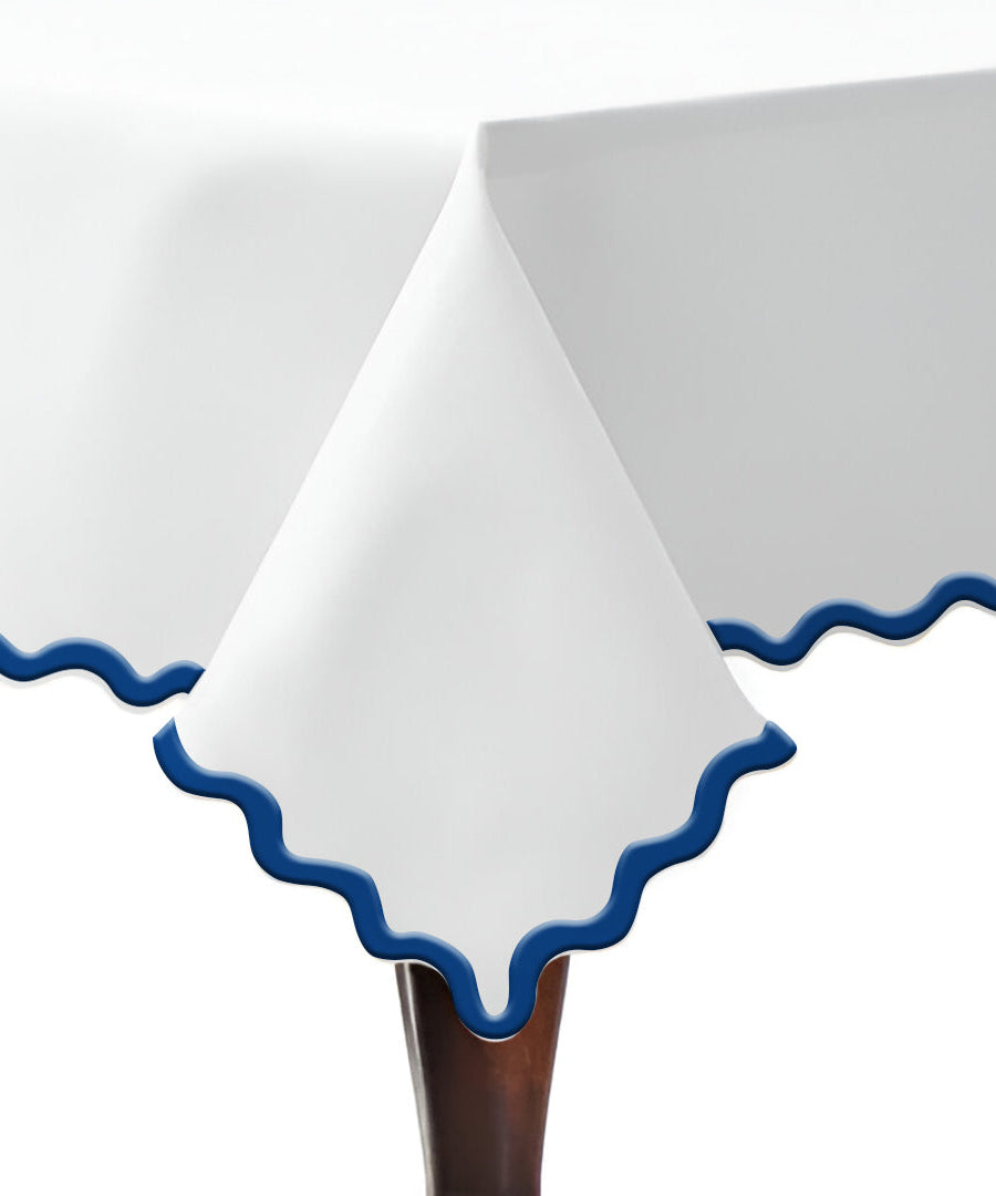 Applique Scalloped Embroidery Cotton Table Cloth