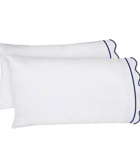 400TC Cotton Scallop Embroidery & Border Sateen Solid Sheet Set