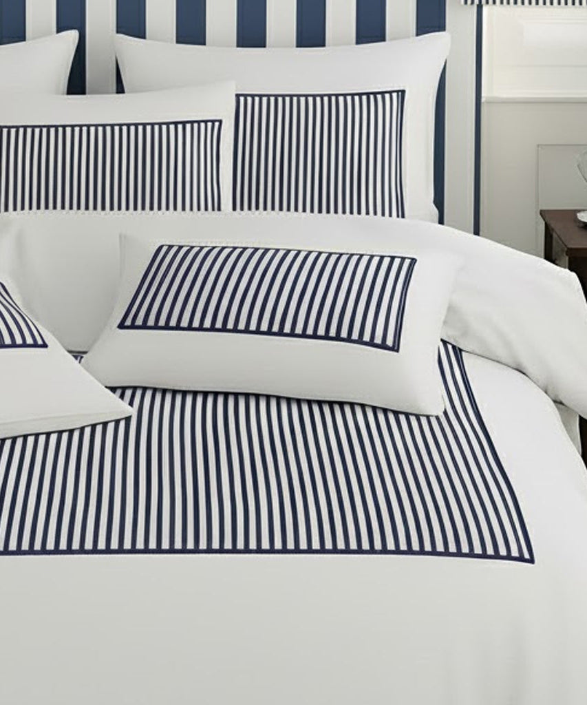 Classic Applique Ticking Stripe Cotton Duvet Cover Set