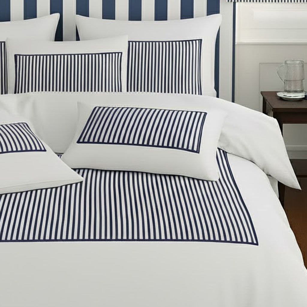 Classic Applique Ticking Stripe Cotton Duvet Cover Set