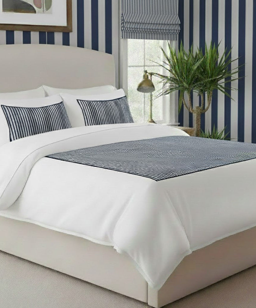 Classic Applique Ticking Stripe Cotton Duvet Cover Set