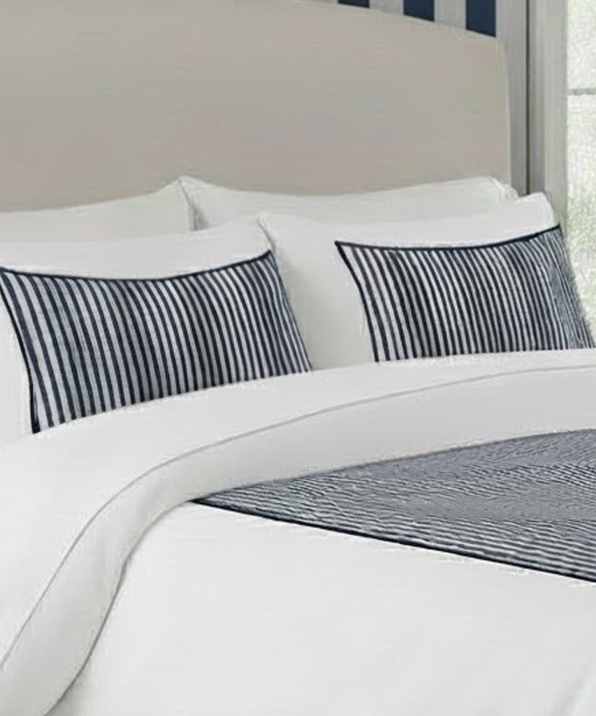 Classic Applique Ticking Stripe Cotton Duvet Cover Set