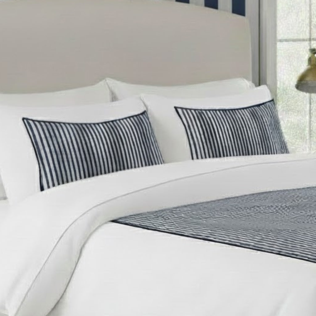 Classic Applique Ticking Stripe Cotton Duvet Cover Set