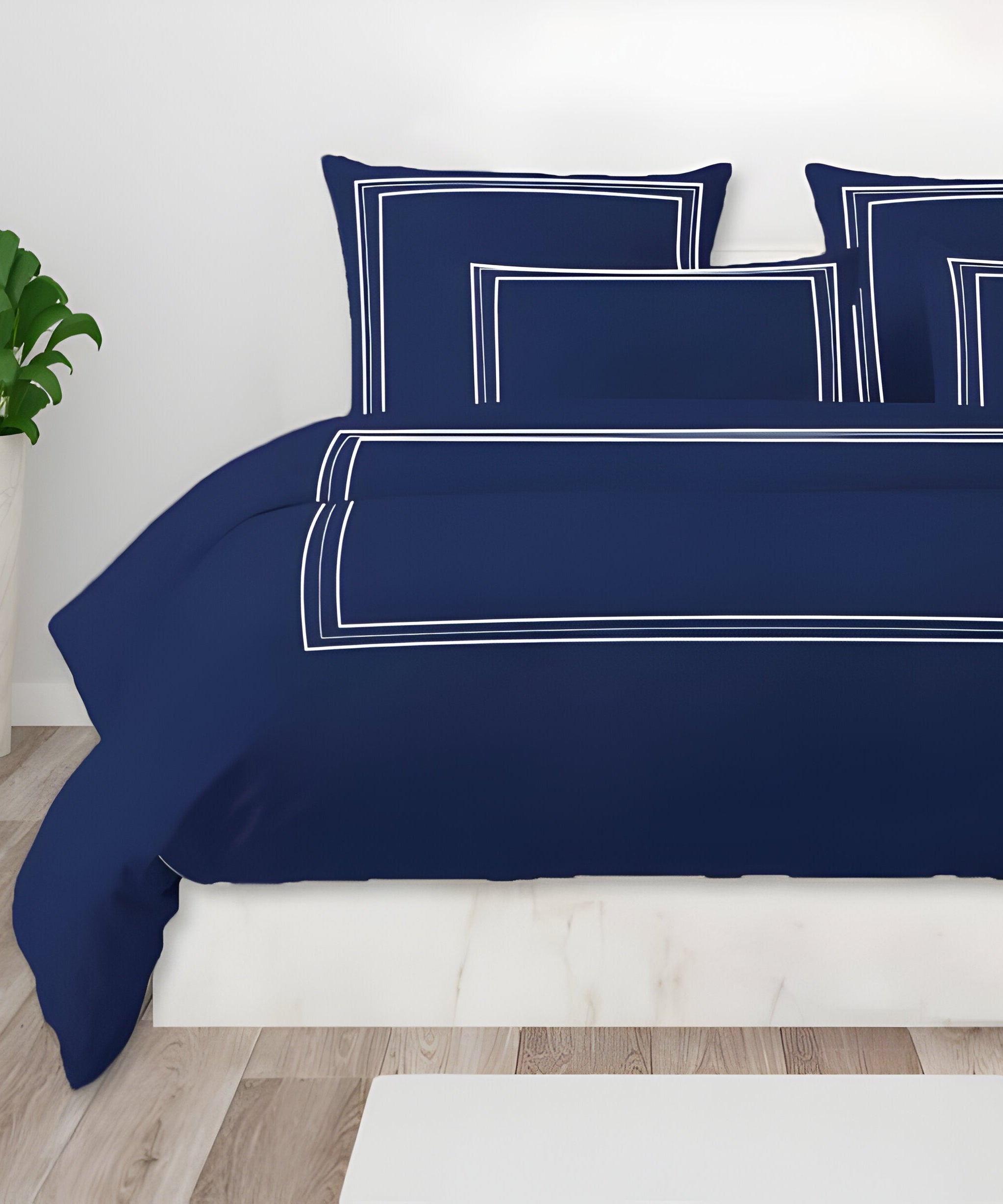400TC Cotton Classic Luxurious Embroidery Sateen Solid Duvet Cover Set