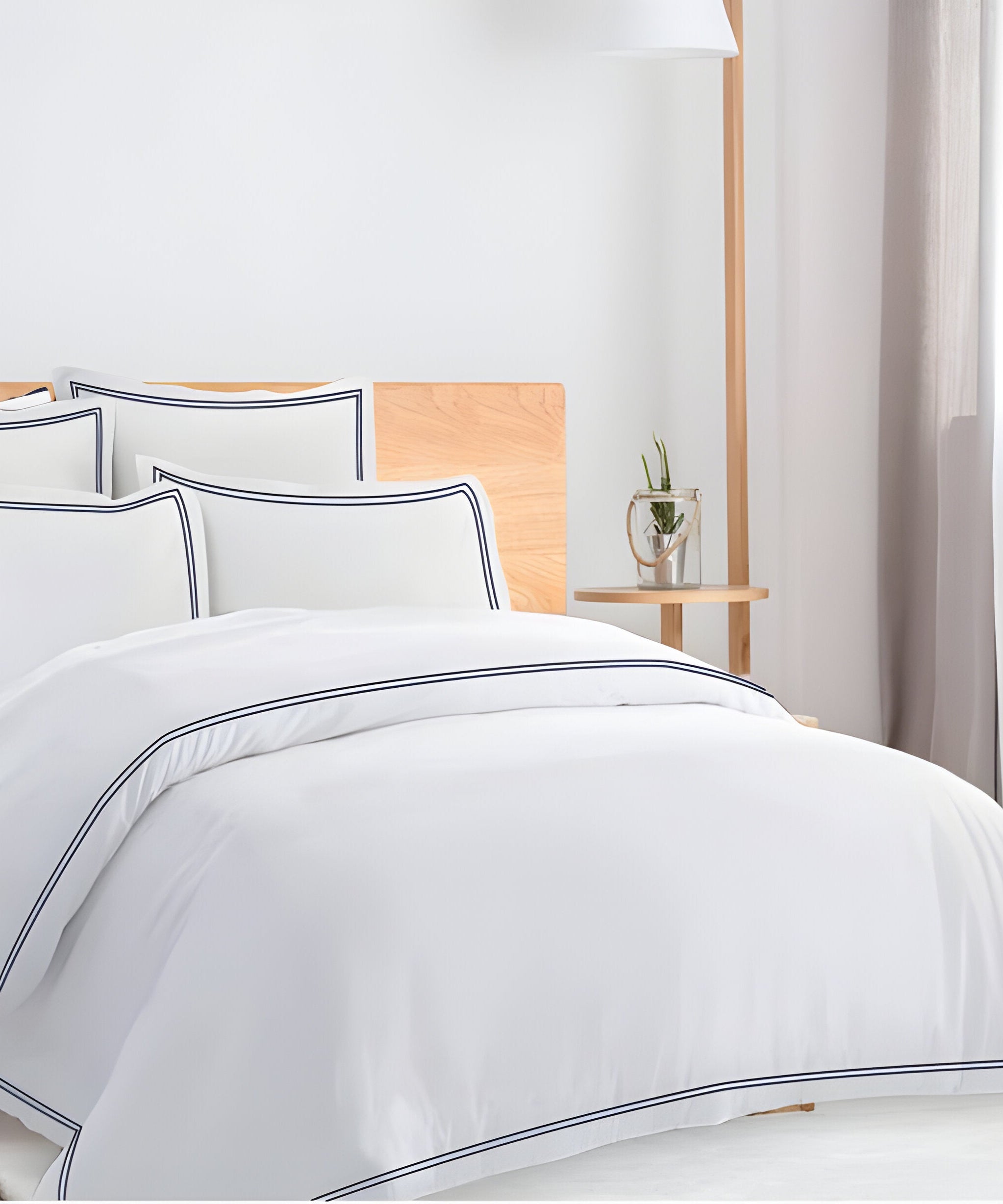 400TC Cotton Double Edge Embroidery Sateen Solid Duvet Cover Set
