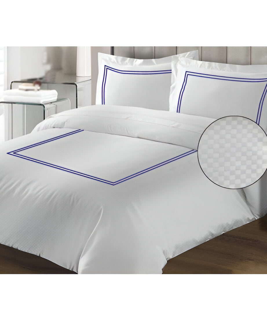 400TC Cotton Double Embroidery Sateen Microcheck Duvet Cover Set