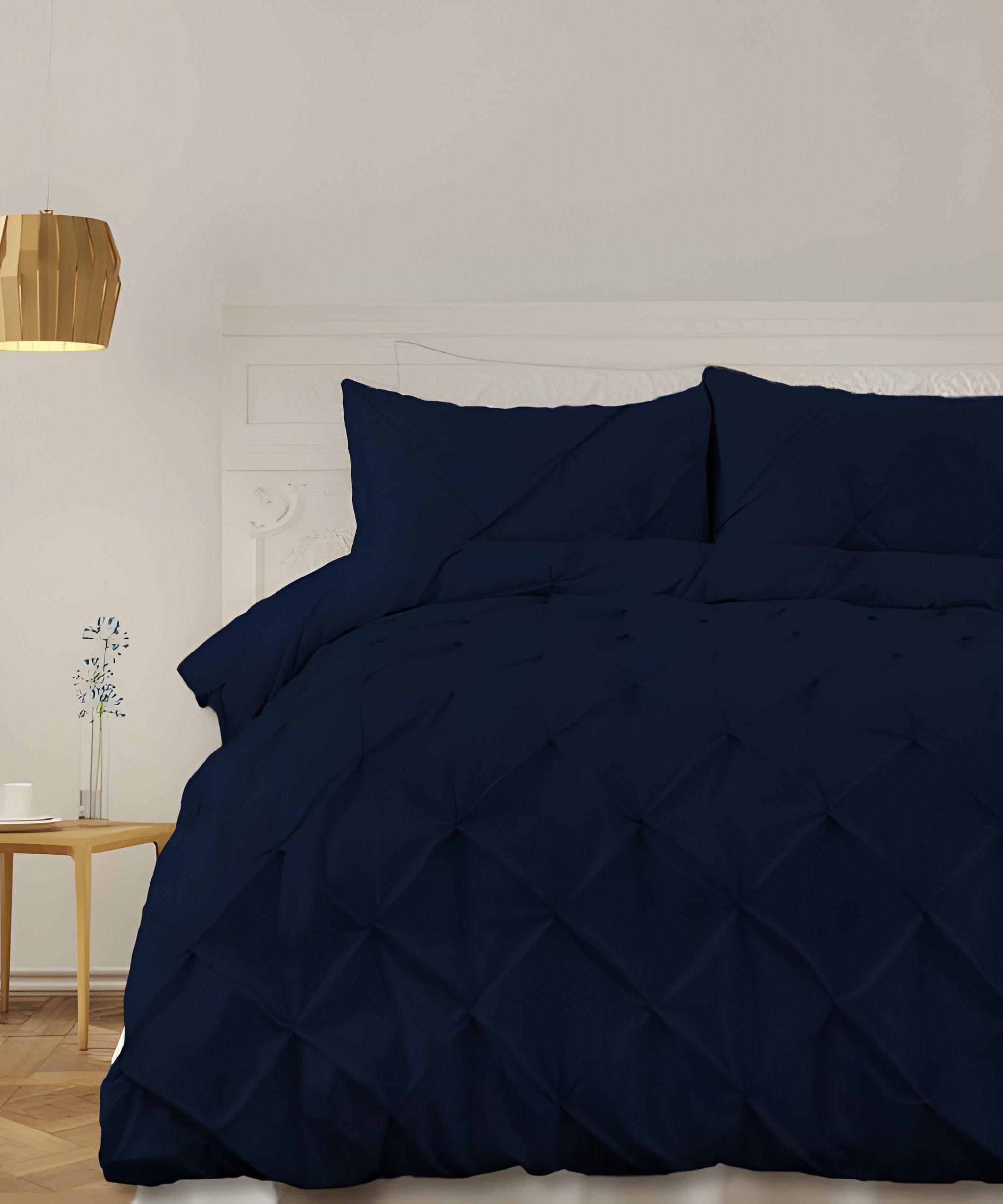 400TC Cotton Pintuck Sateen Solid Duvet Cover Set