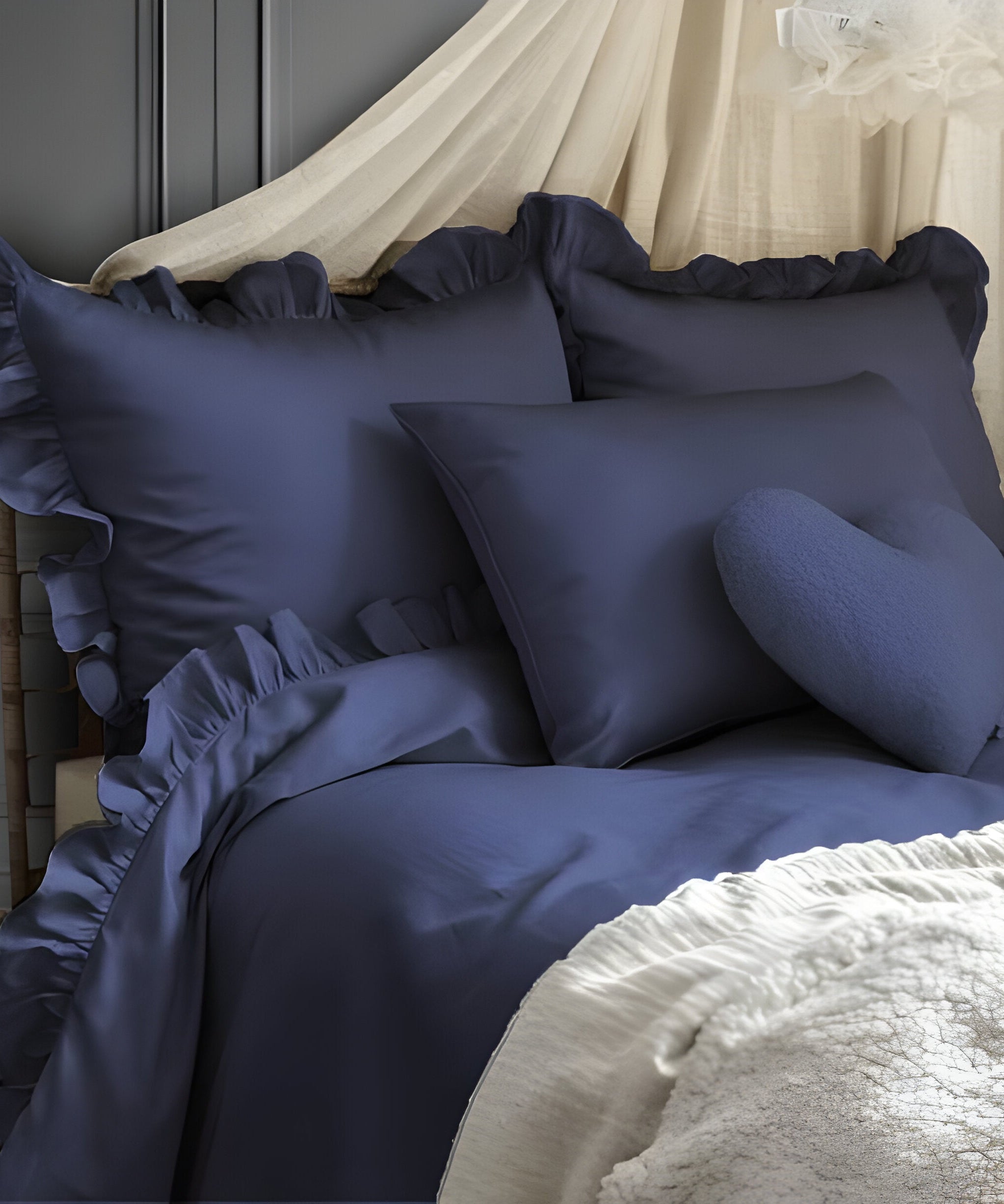 400TC Cotton Sateen Ruffle Duvet Cover Set