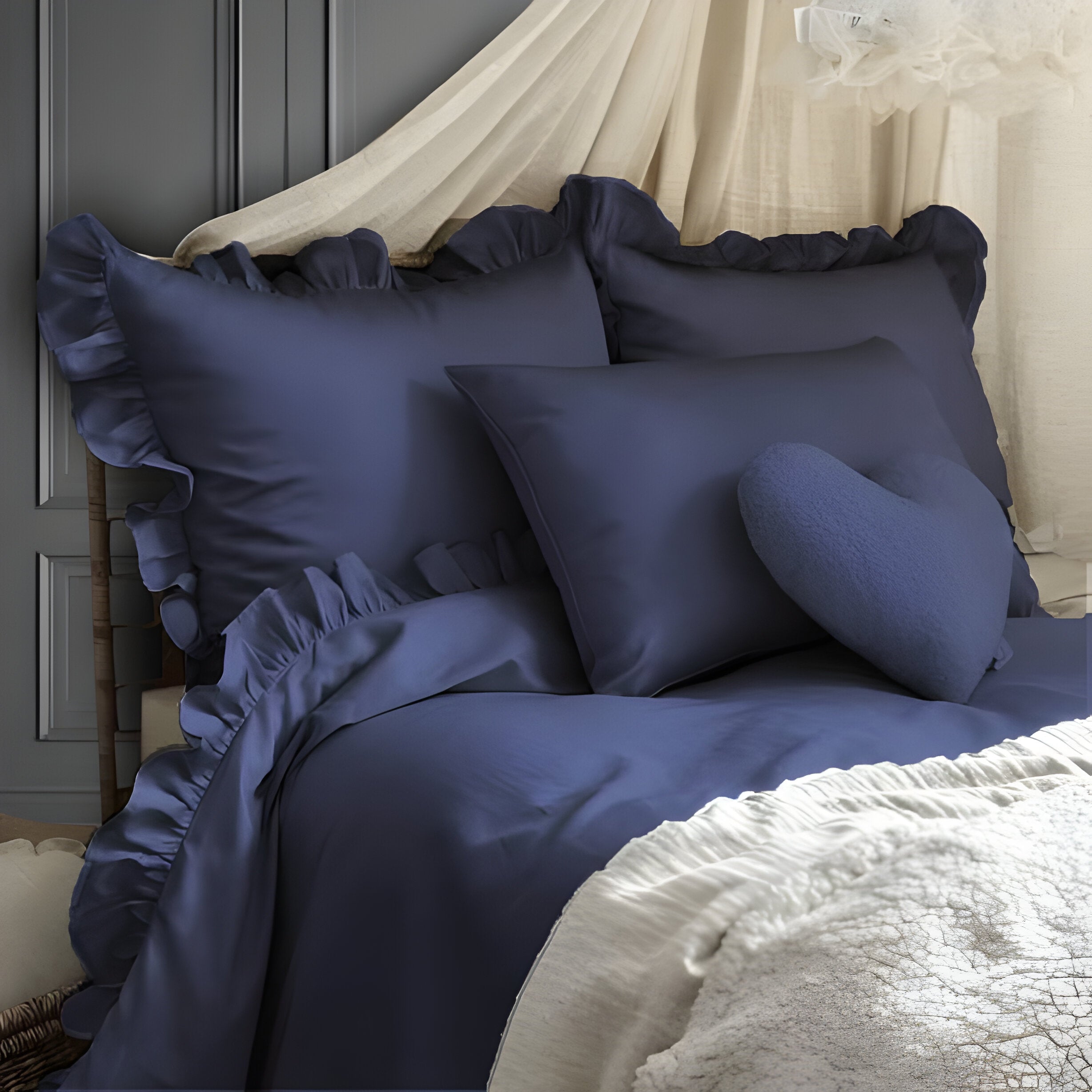 400TC Cotton Sateen Ruffle Duvet Cover Set