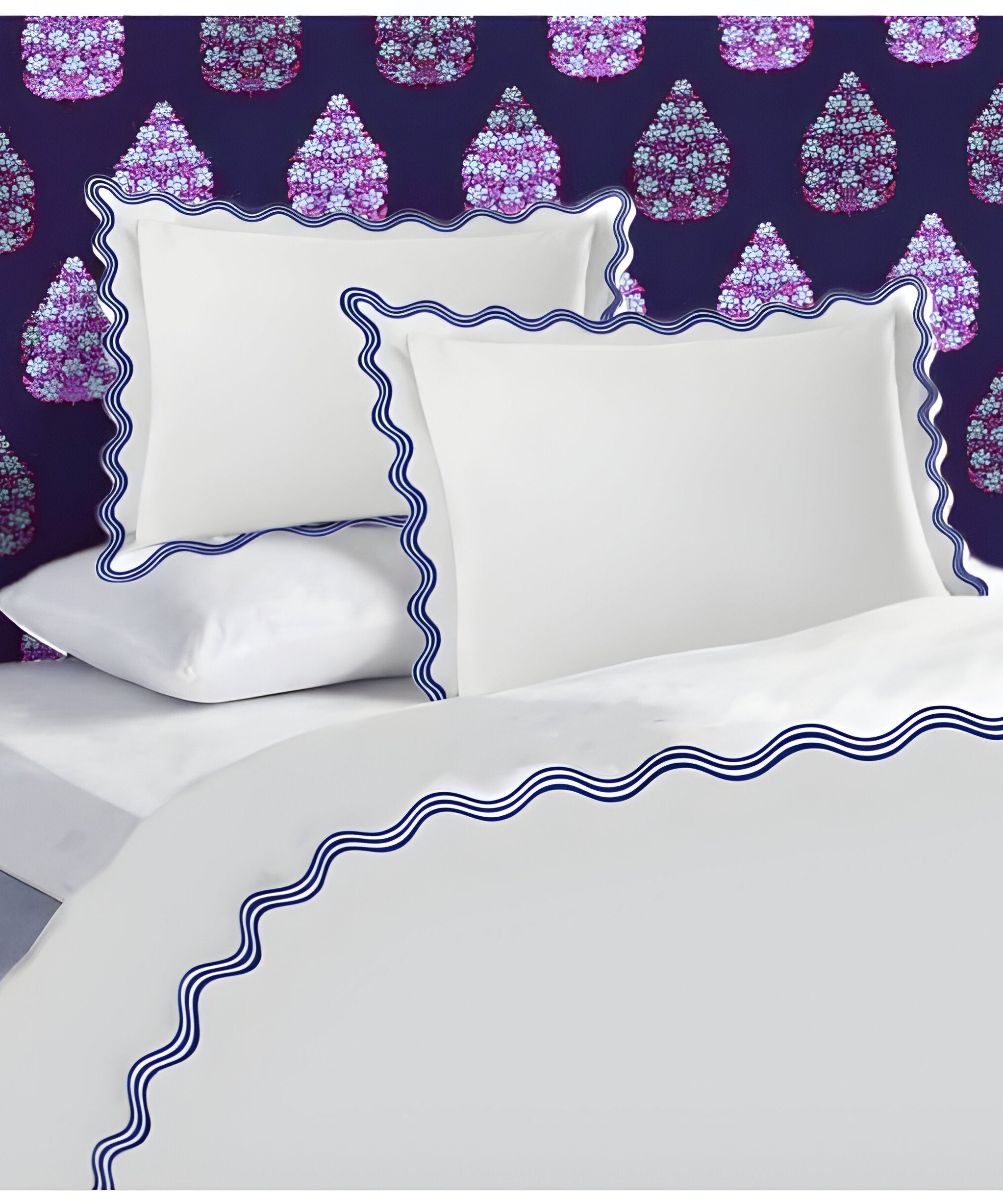 400TC Cotton Sateen Triple Scallop Embroidery Duvet Cover Set