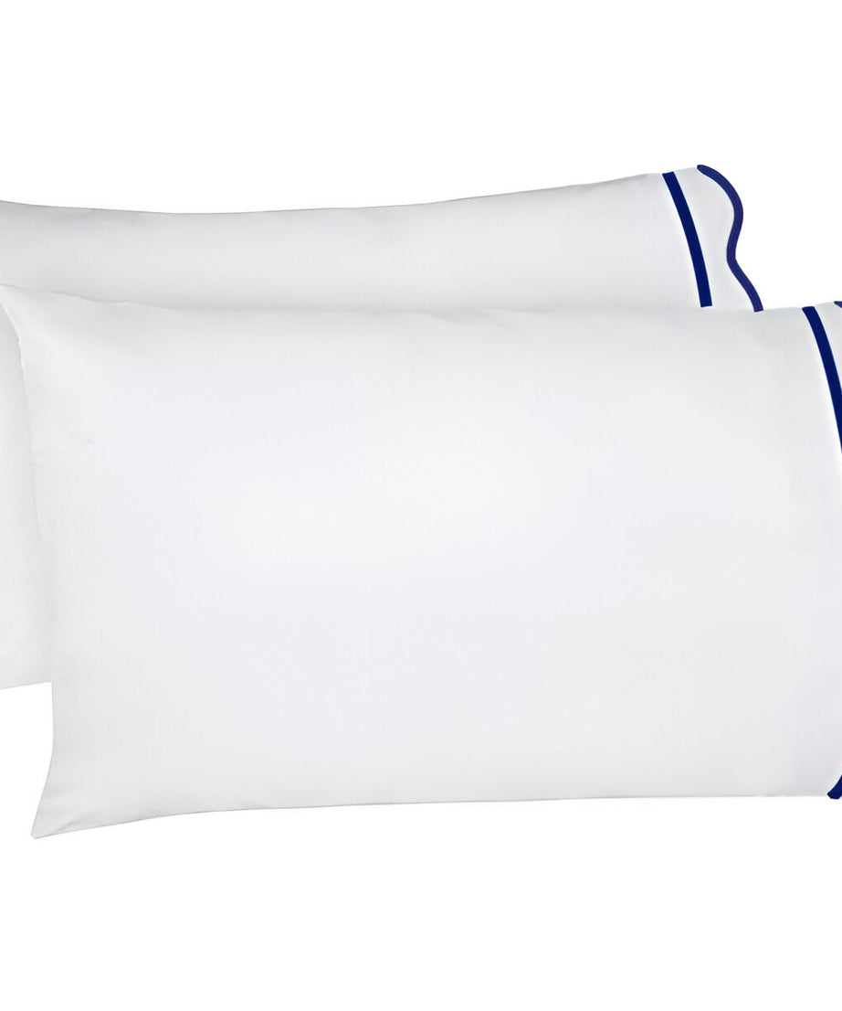 400TC Cotton Scallop Embroidery & Border Sateen Solid Pillowcases (Set Of 2)
