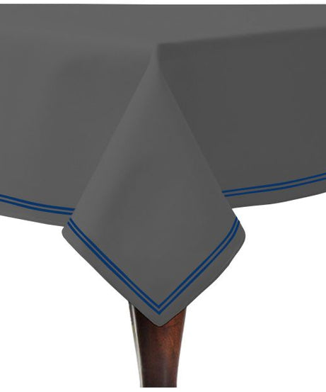 Double Embroidery Border Sateen Cotton Solid Table Cloth - Dark Grey