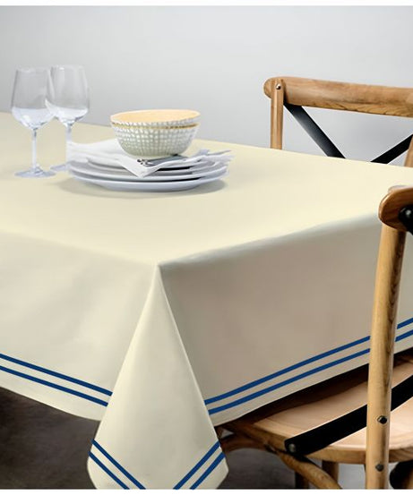 Double Embroidery Border Sateen Cotton Solid Table Cloth - Ivory