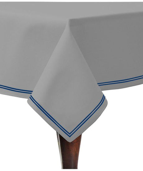 Double Embroidery Border Sateen Cotton Solid Table Cloth - Light Grey