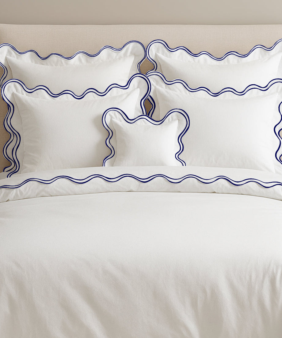 400TC Cotton Sateen Luxurious Double Scalloped Duvet Cover Set