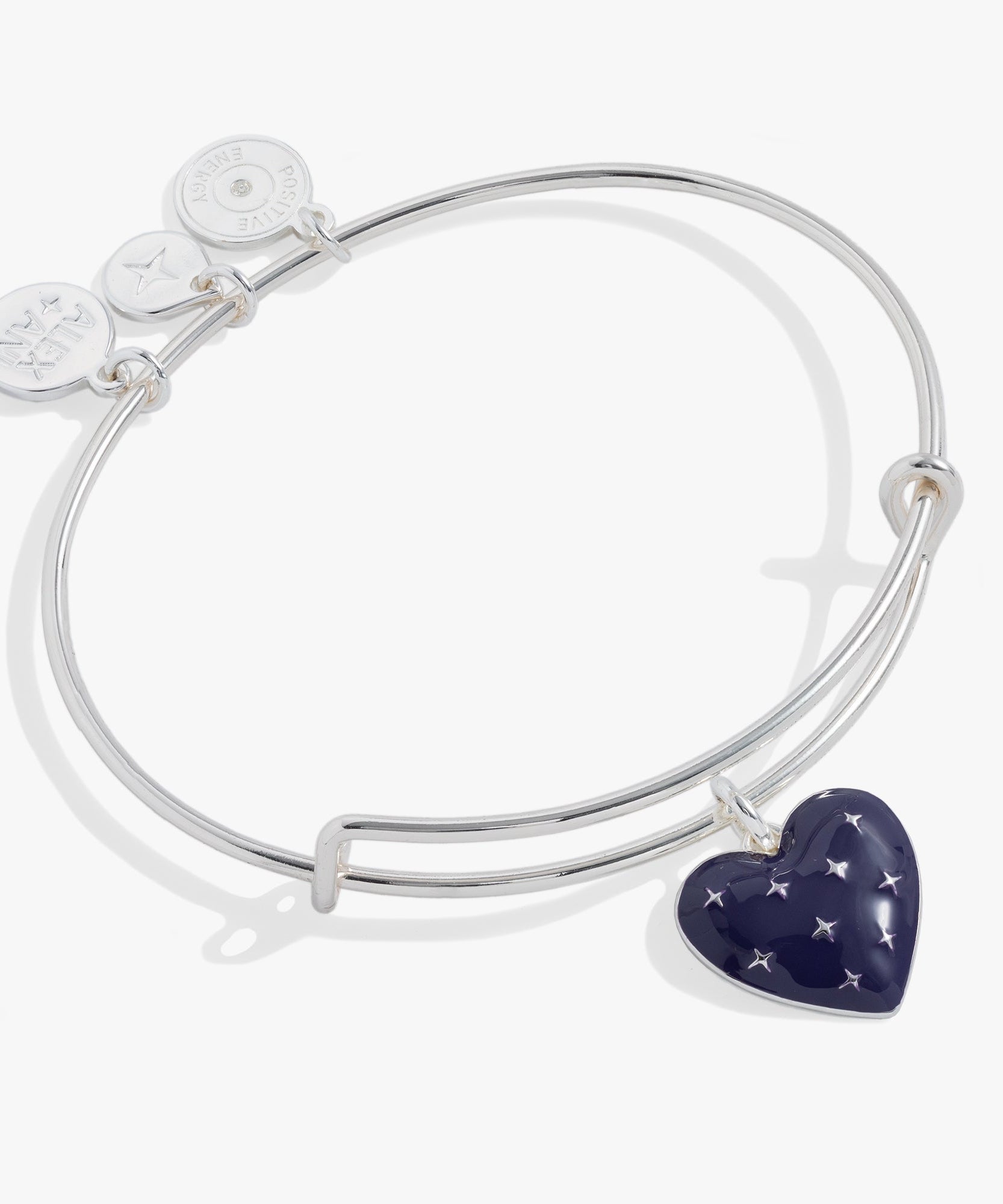 Navy Enamel Heart Charm Bangle