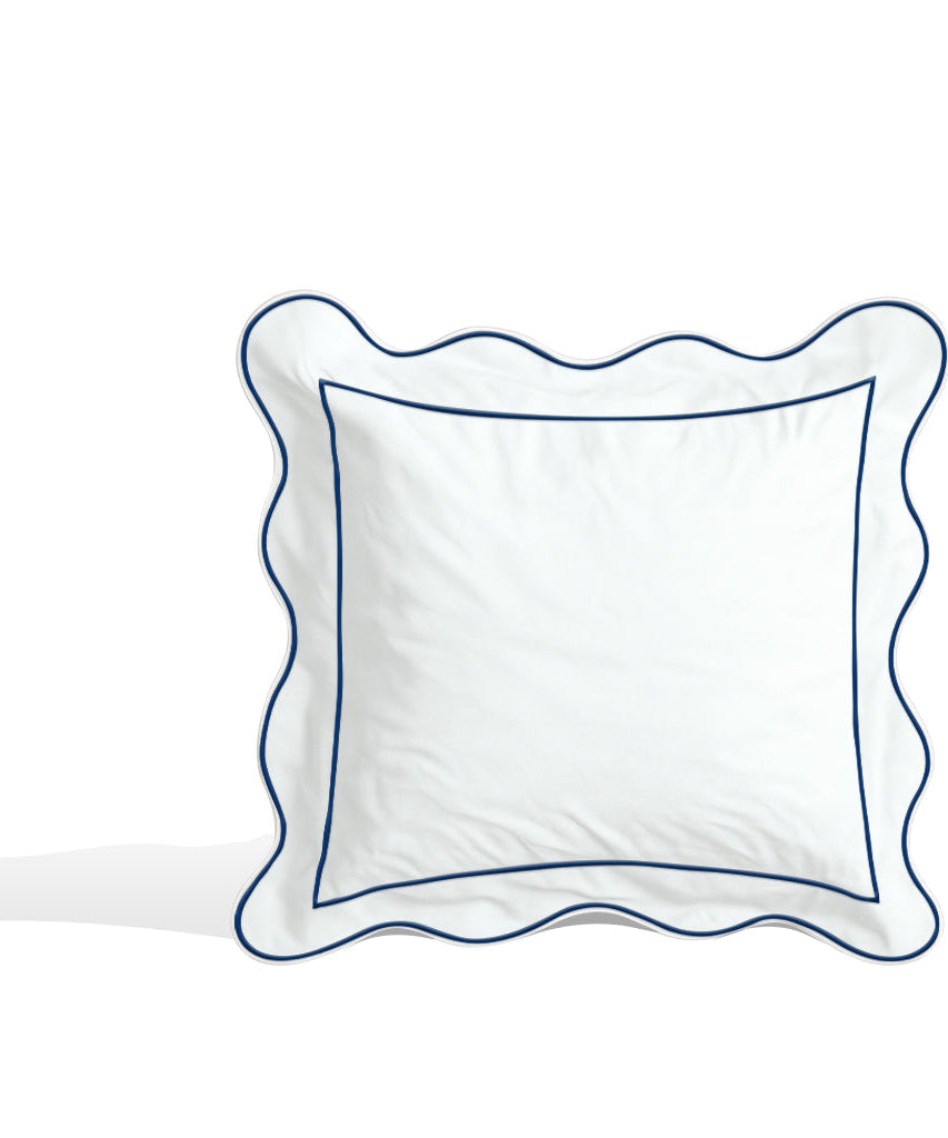 Monogram 400TC Cotton Scallop Embroidery & Border Sateen Solid Euro Sham