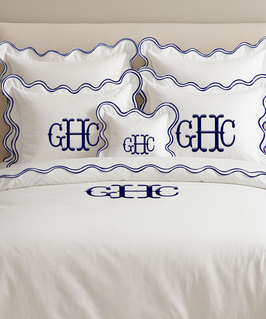 Monogram Cotton Luxurious Double Scallop Duvet Cover